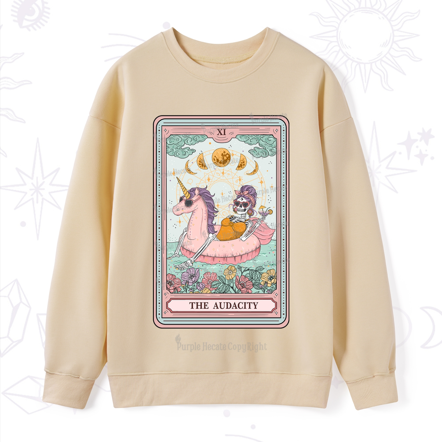 Purplehecate The Audacity Skeleton Tarot Card Sweatshirt