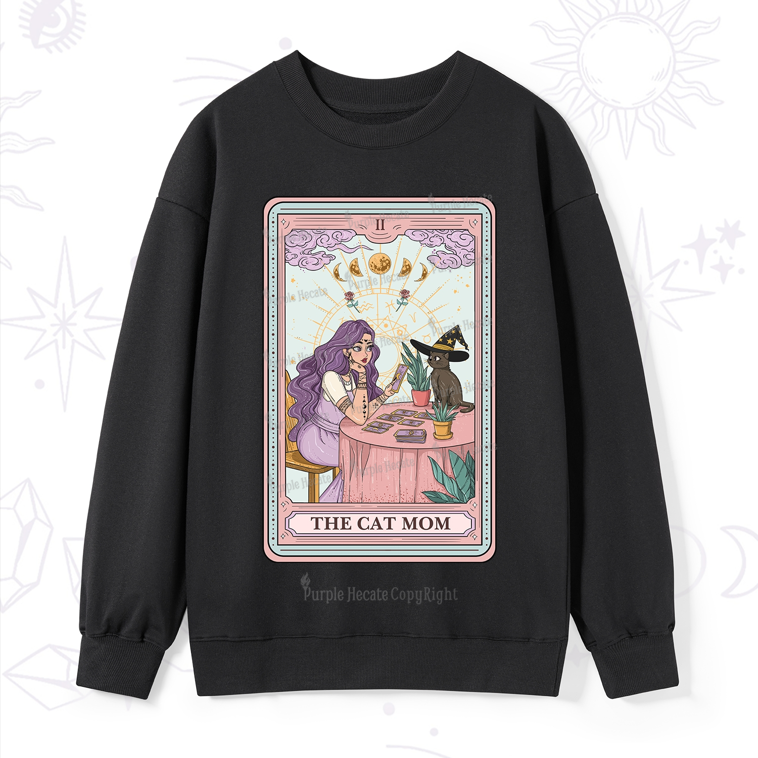 Purplehecate The Witchy Cat Mom Tarot Sweatshirt