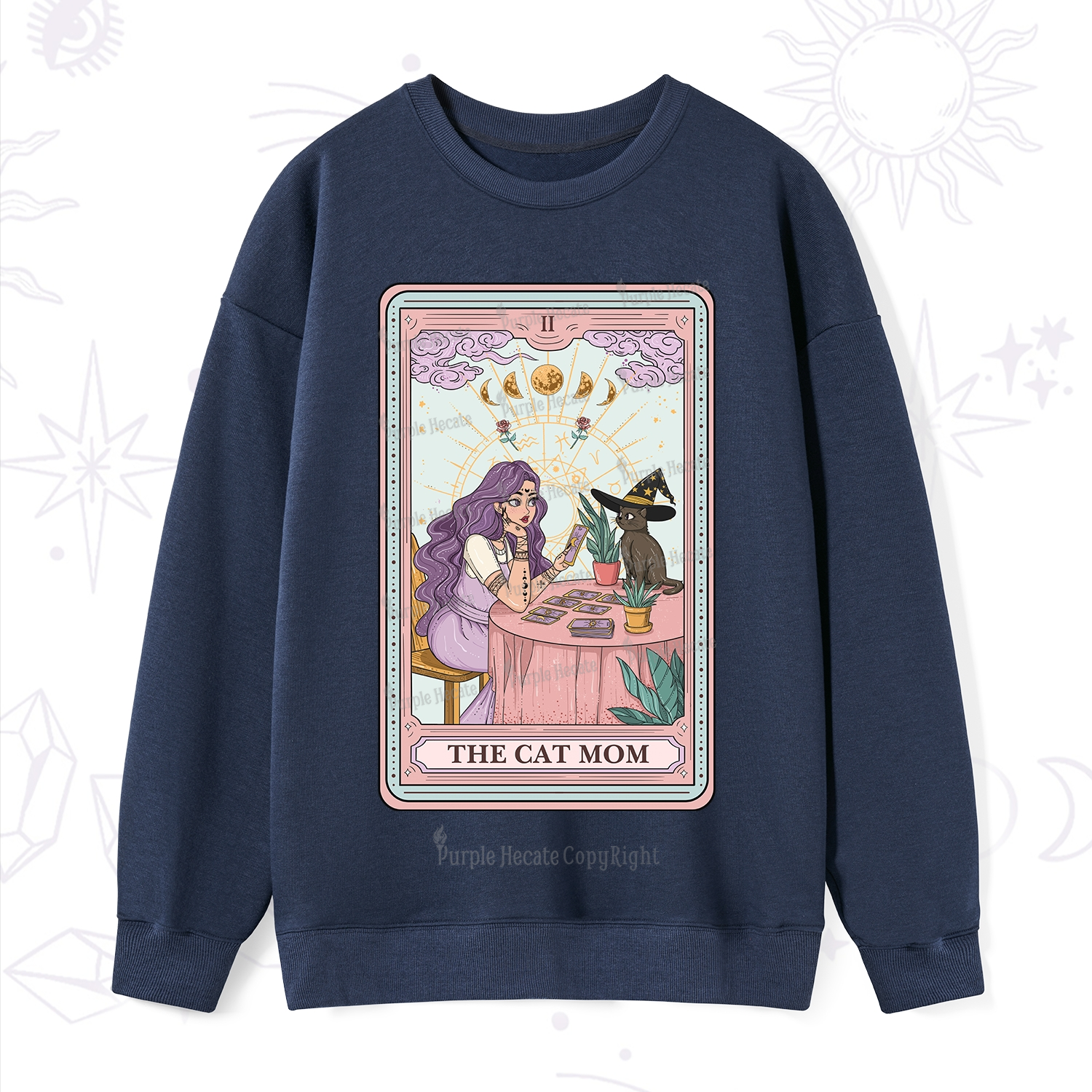 Purplehecate The Witchy Cat Mom Tarot Sweatshirt