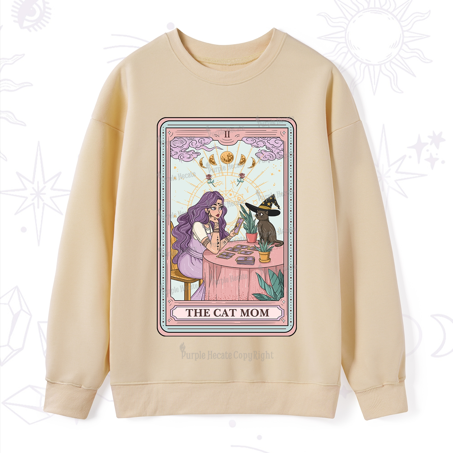 Purplehecate The Witchy Cat Mom Tarot Sweatshirt