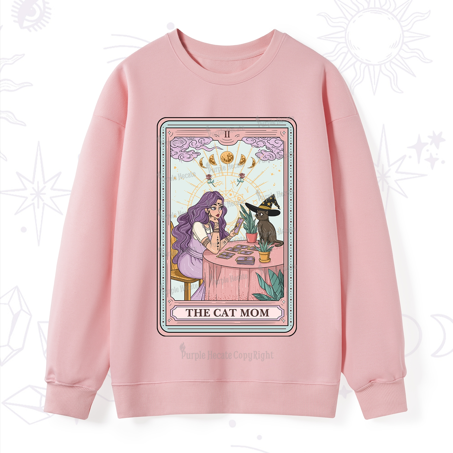 Purplehecate The Witchy Cat Mom Tarot Sweatshirt