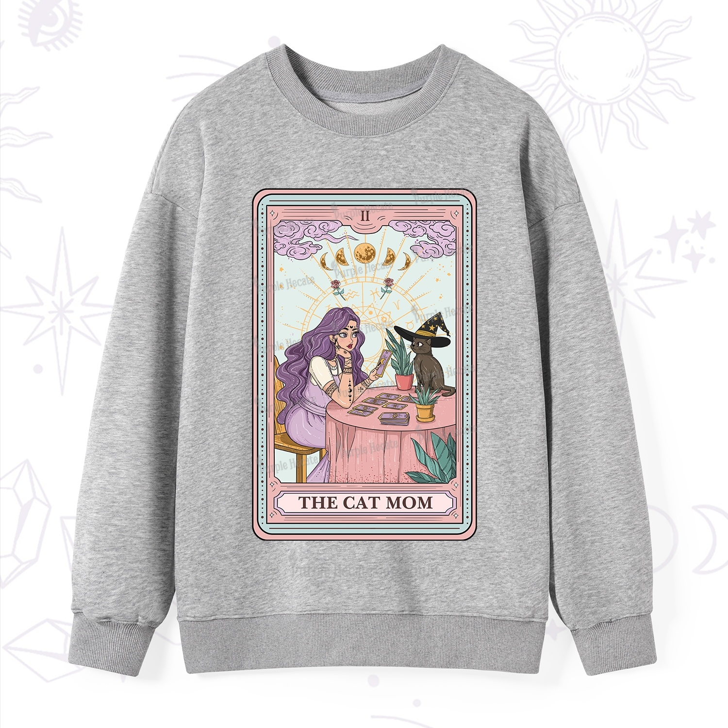 Purplehecate The Witchy Cat Mom Tarot Sweatshirt