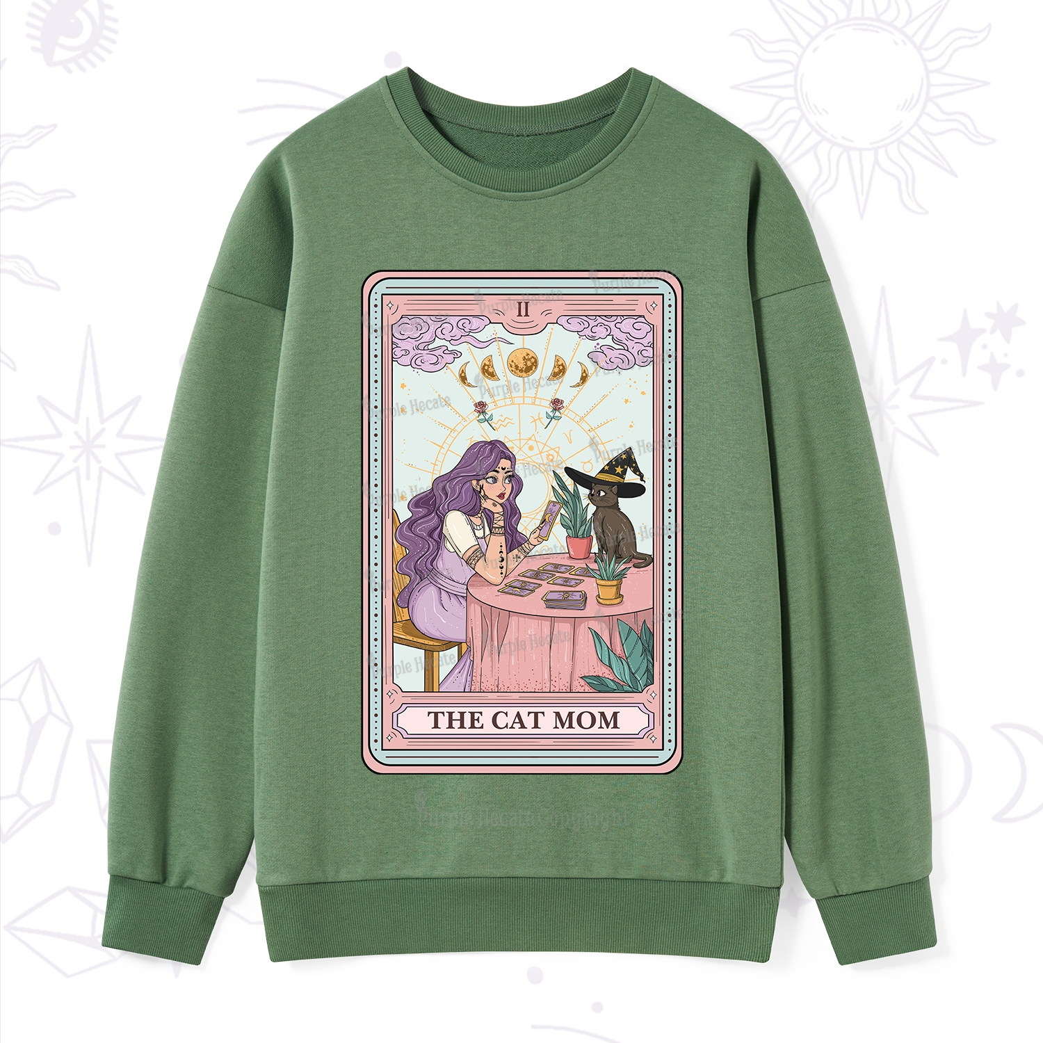 Purplehecate The Witchy Cat Mom Tarot Sweatshirt