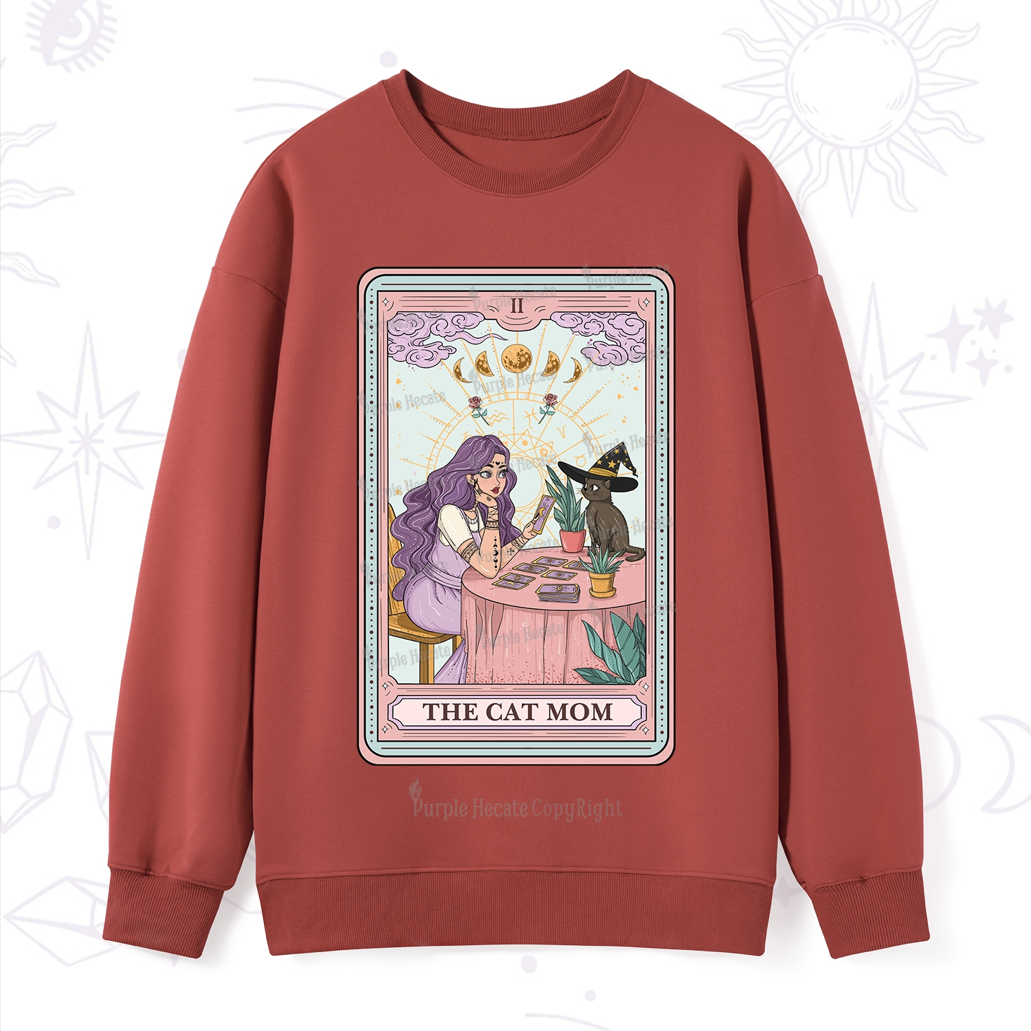 Purplehecate The Witchy Cat Mom Tarot Sweatshirt