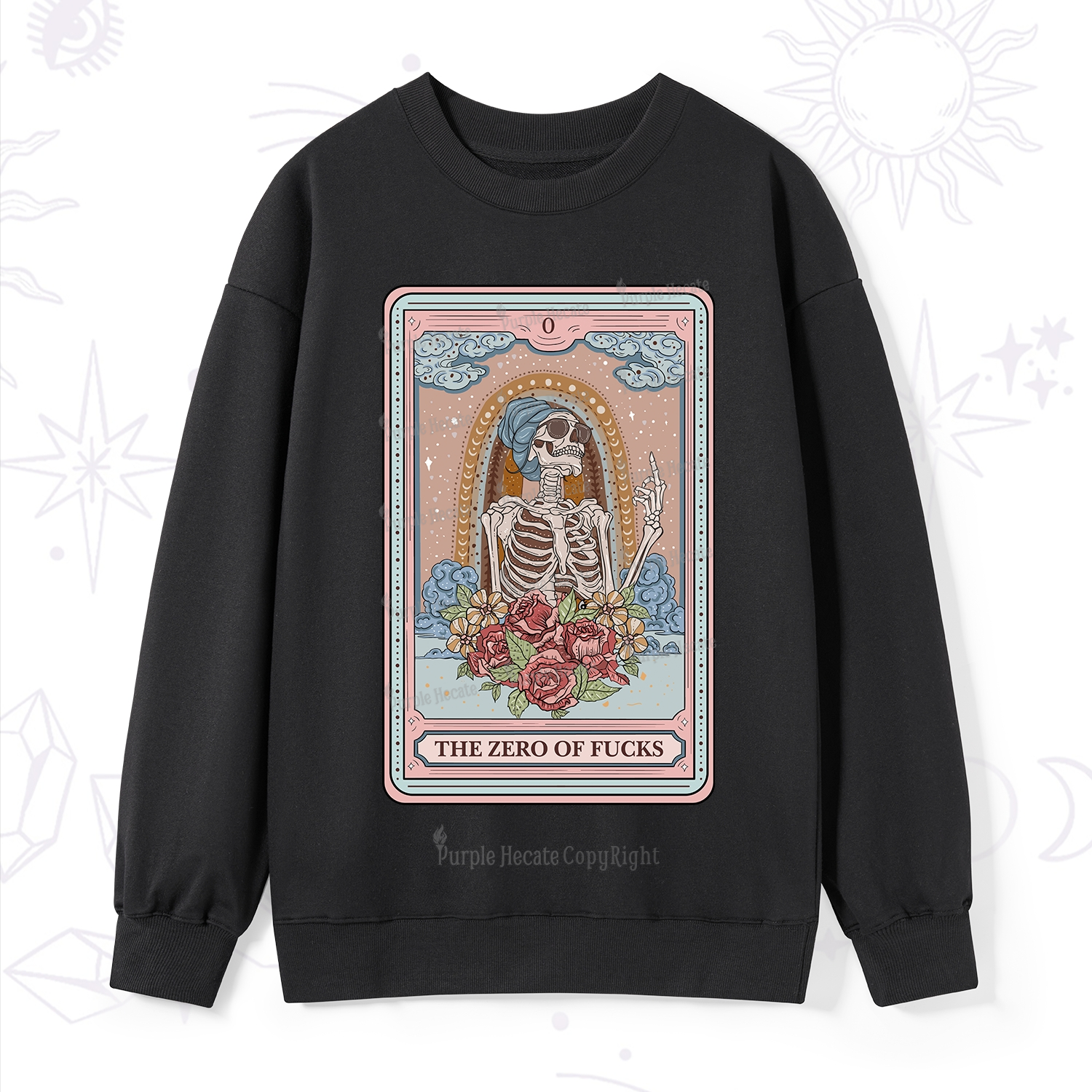 Purplehecate The Zero Of Fucks Tarot Card Sweatshirt