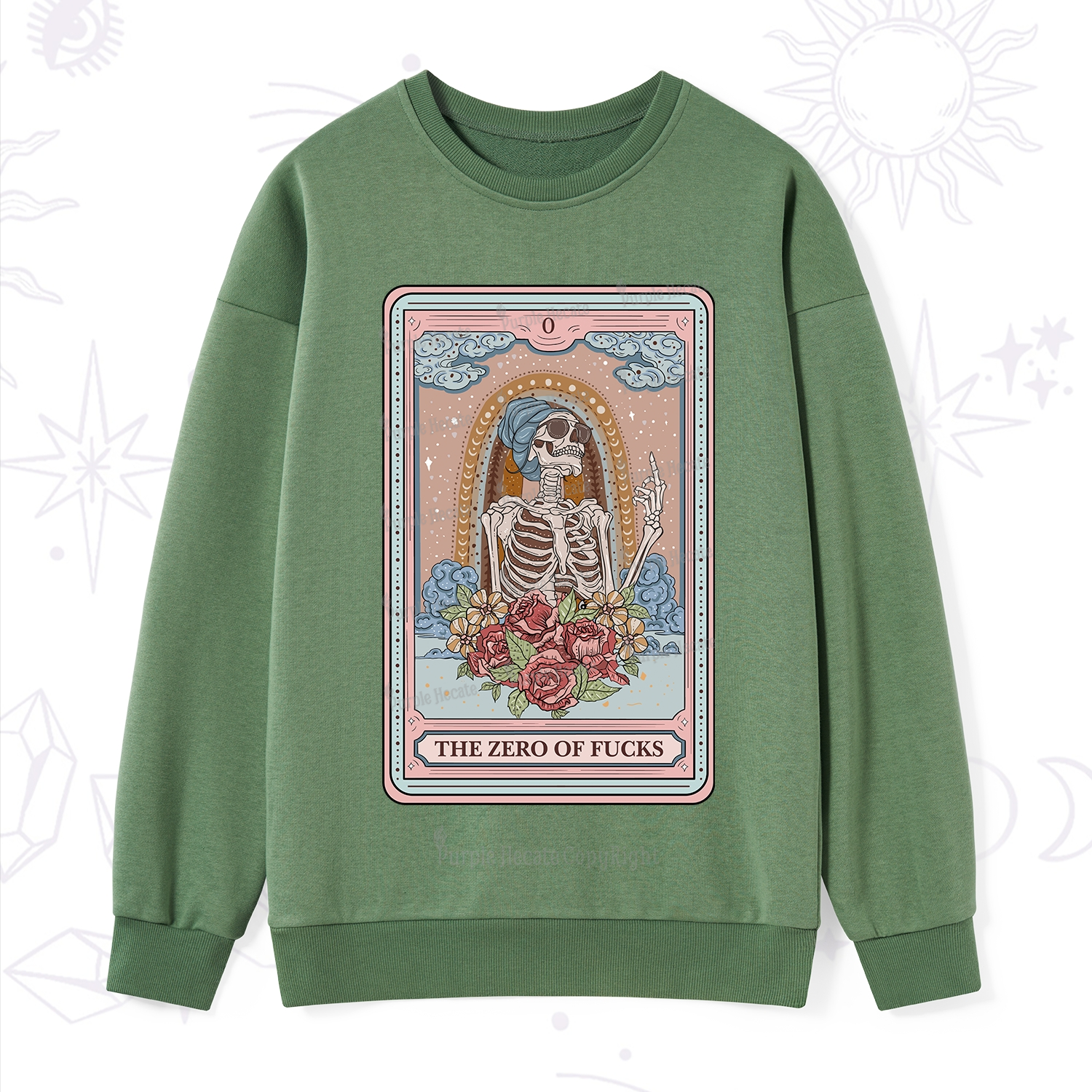 Purplehecate The Zero Of Fucks Tarot Card Sweatshirt