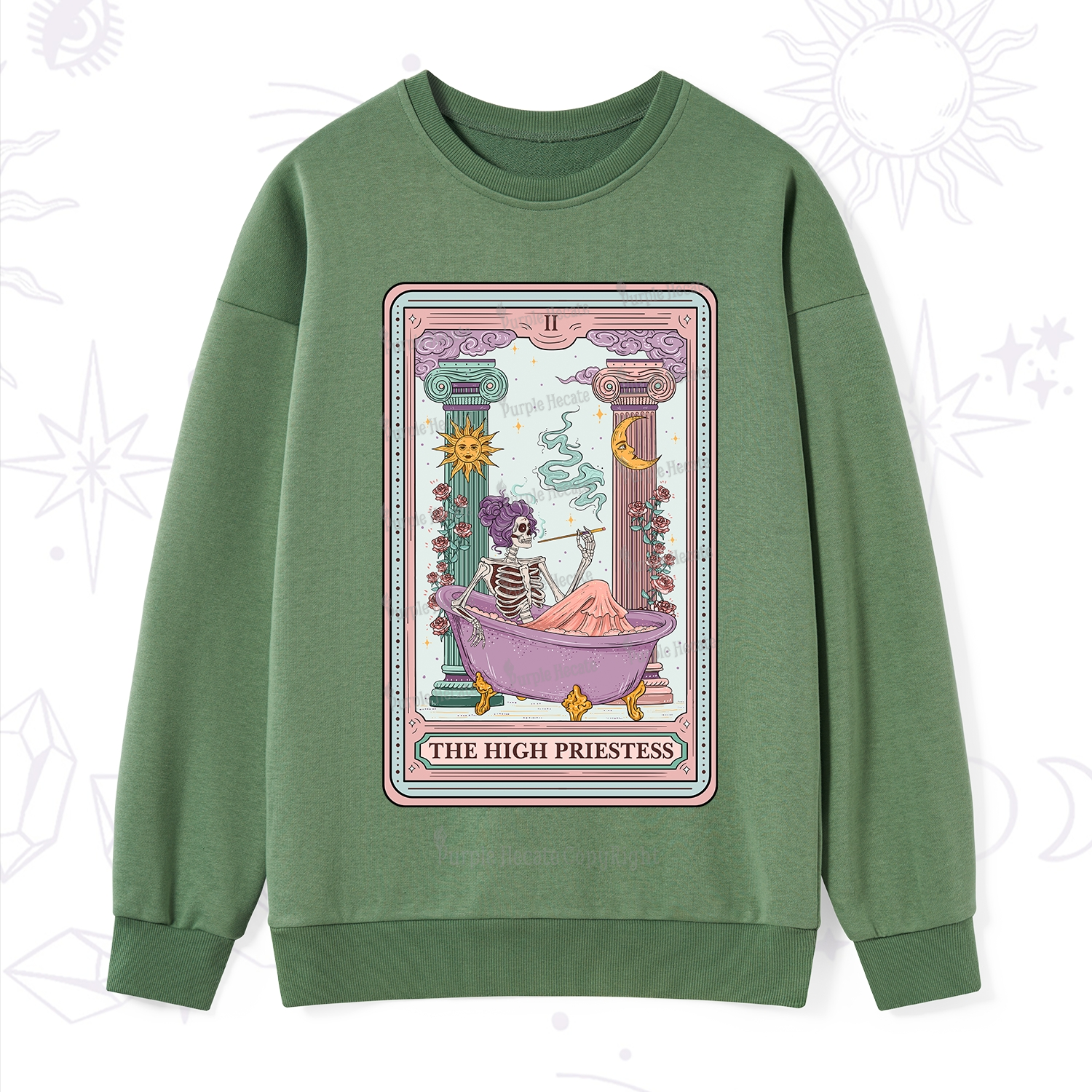 Purplehecate The Noble High Priestess Tarot Card Sweatshirt