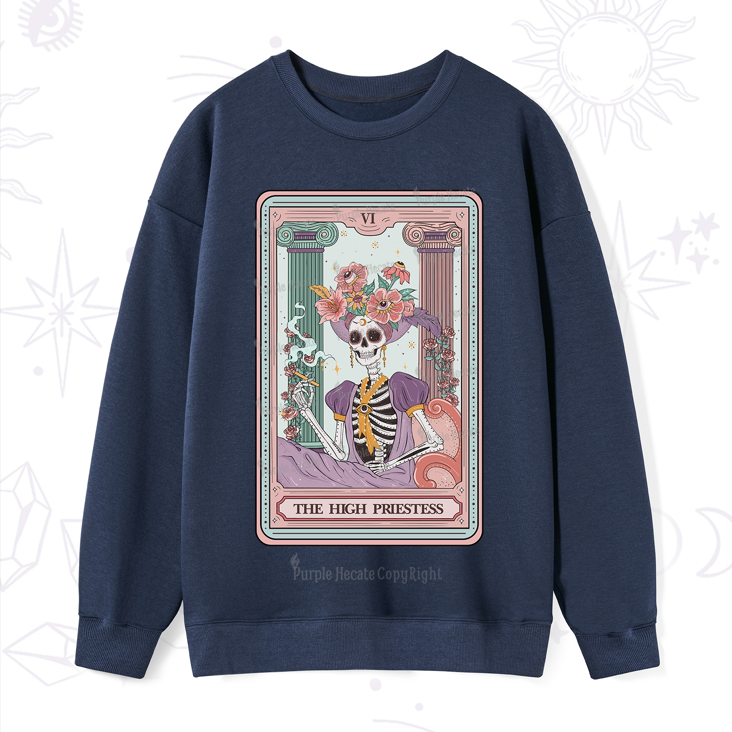 Purplehecate The High Priestess Skeleton Tarot Sweatshirt