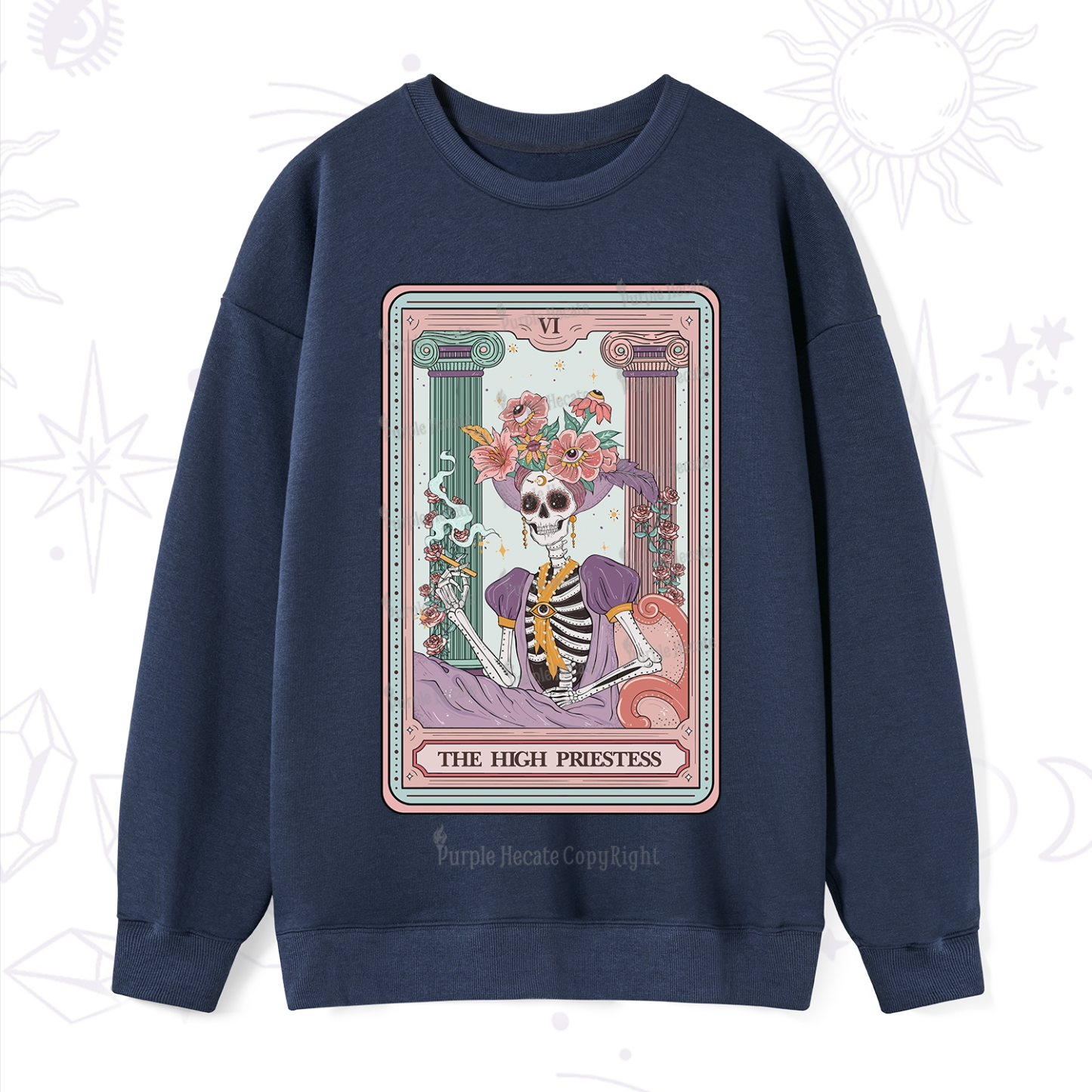 Purplehecate The High Priestess Skeleton Tarot Sweatshirt