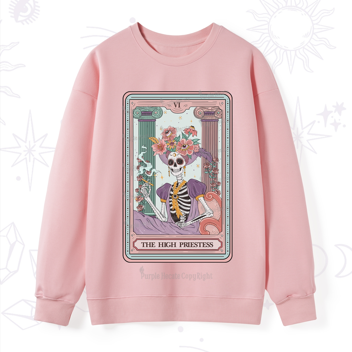 Purplehecate The High Priestess Skeleton Tarot Sweatshirt