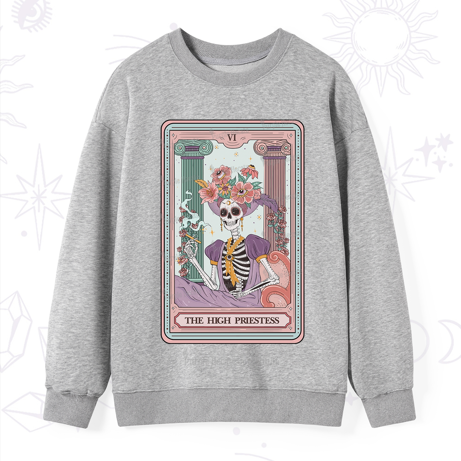Purplehecate The High Priestess Skeleton Tarot Sweatshirt