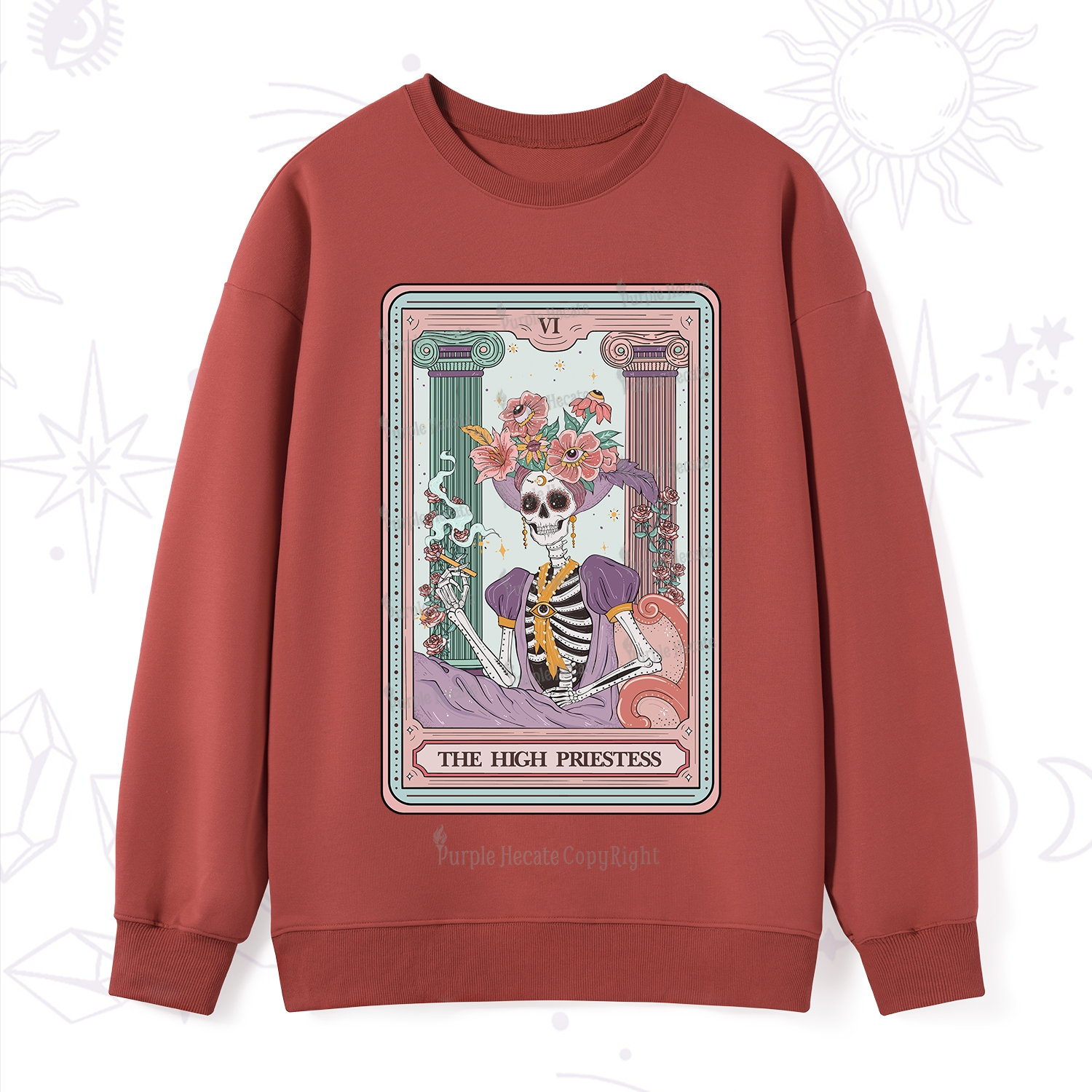 Purplehecate The High Priestess Skeleton Tarot Sweatshirt