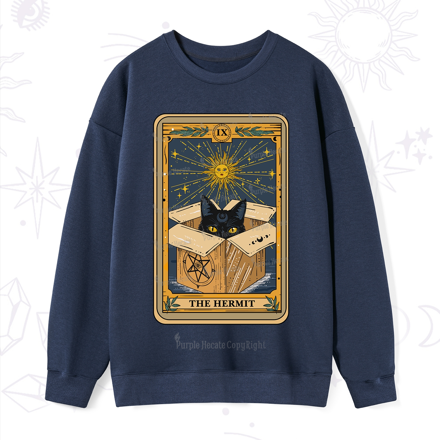 Purplehecate The Hermit Cat Tarot Card Sweatshirt