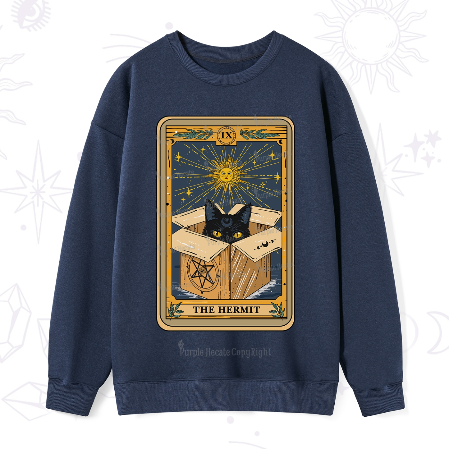 Purplehecate The Hermit Cat Tarot Card Sweatshirt