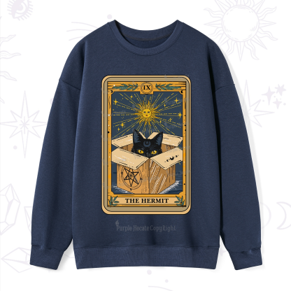 Purplehecate The Hermit Cat Tarot Card Sweatshirt