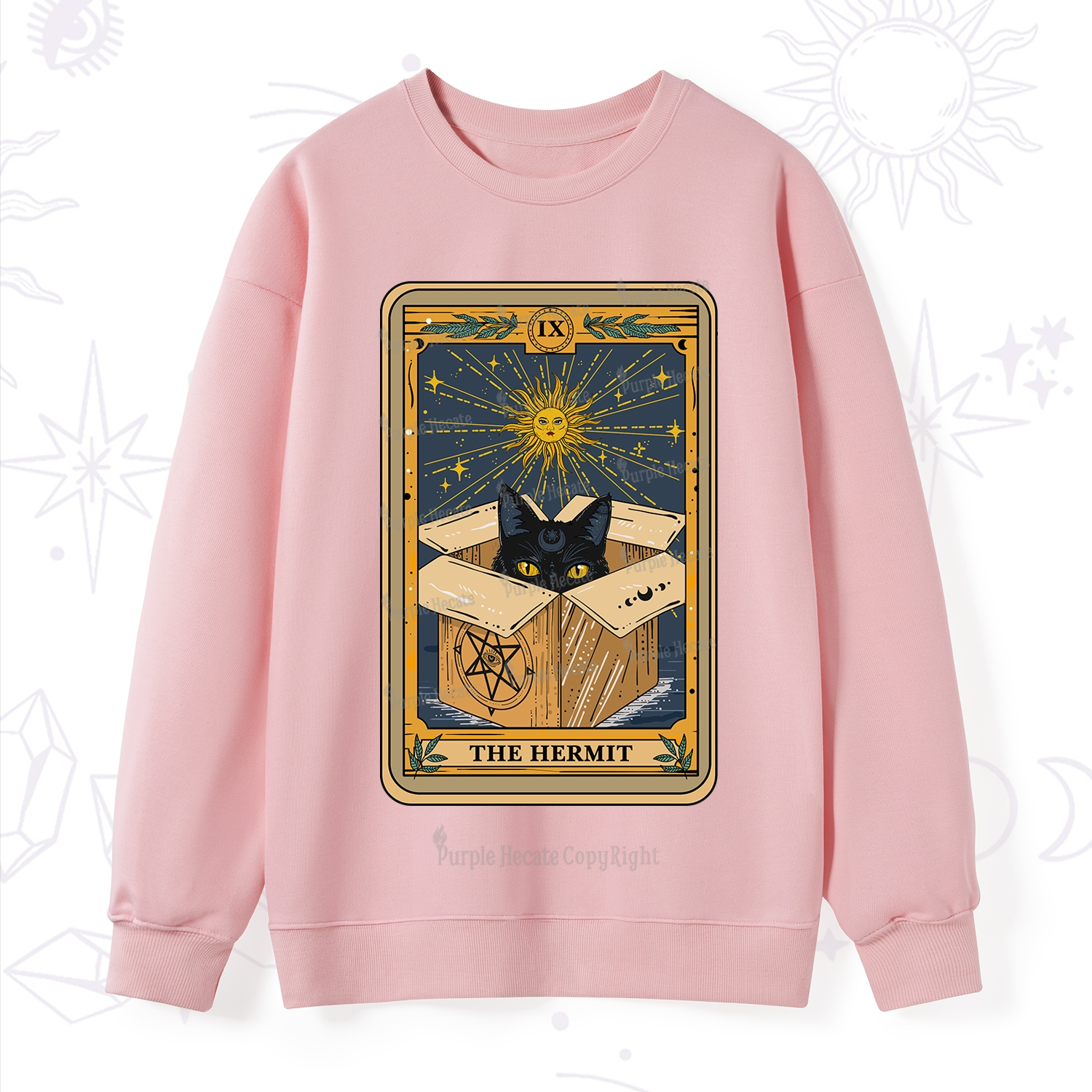 Purplehecate The Hermit Cat Tarot Card Sweatshirt