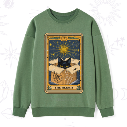 Purplehecate The Hermit Cat Tarot Card Sweatshirt