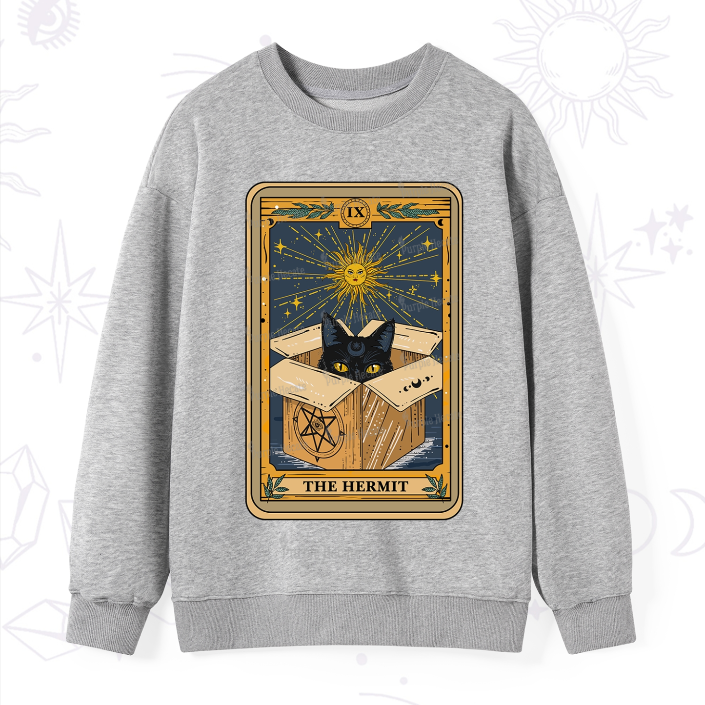 Purplehecate The Hermit Cat Tarot Card Sweatshirt
