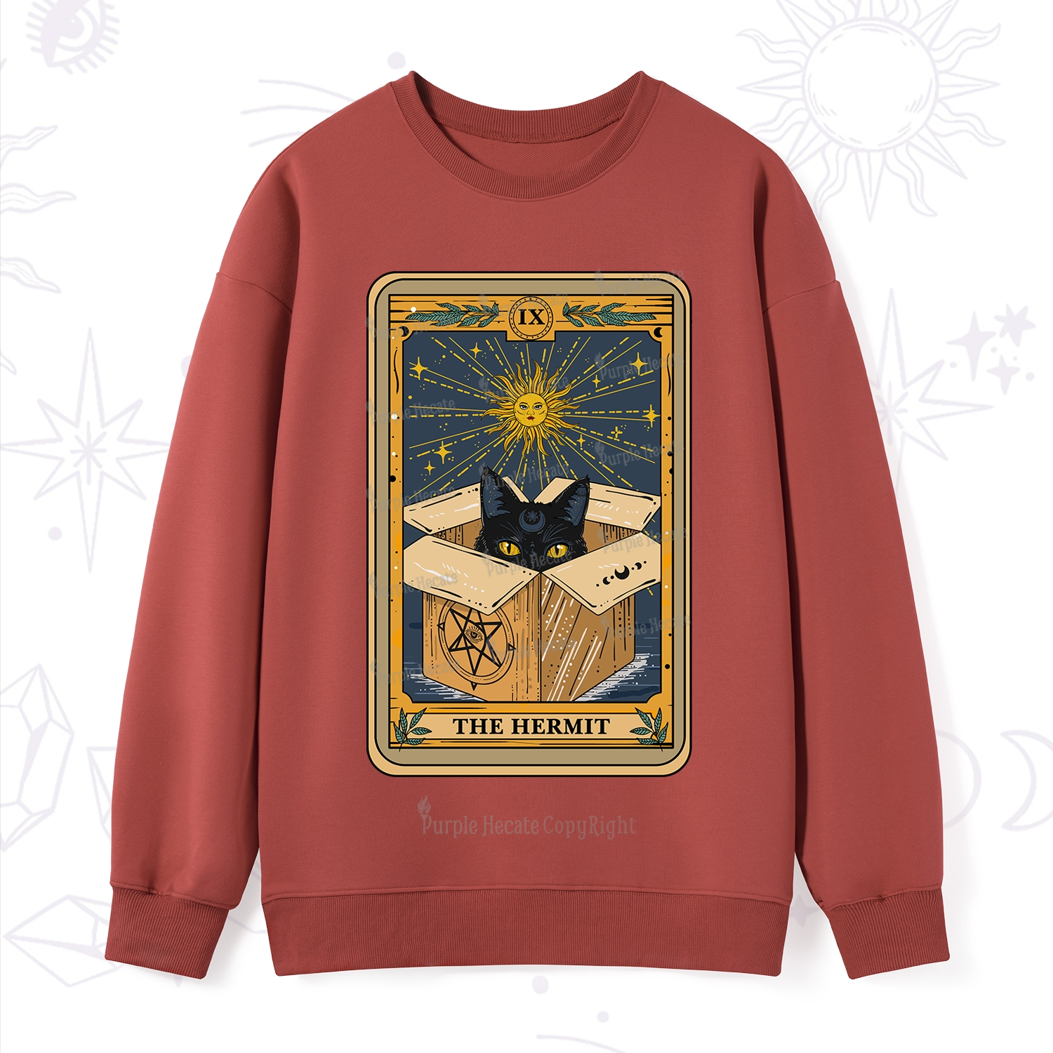 Purplehecate The Hermit Cat Tarot Card Sweatshirt