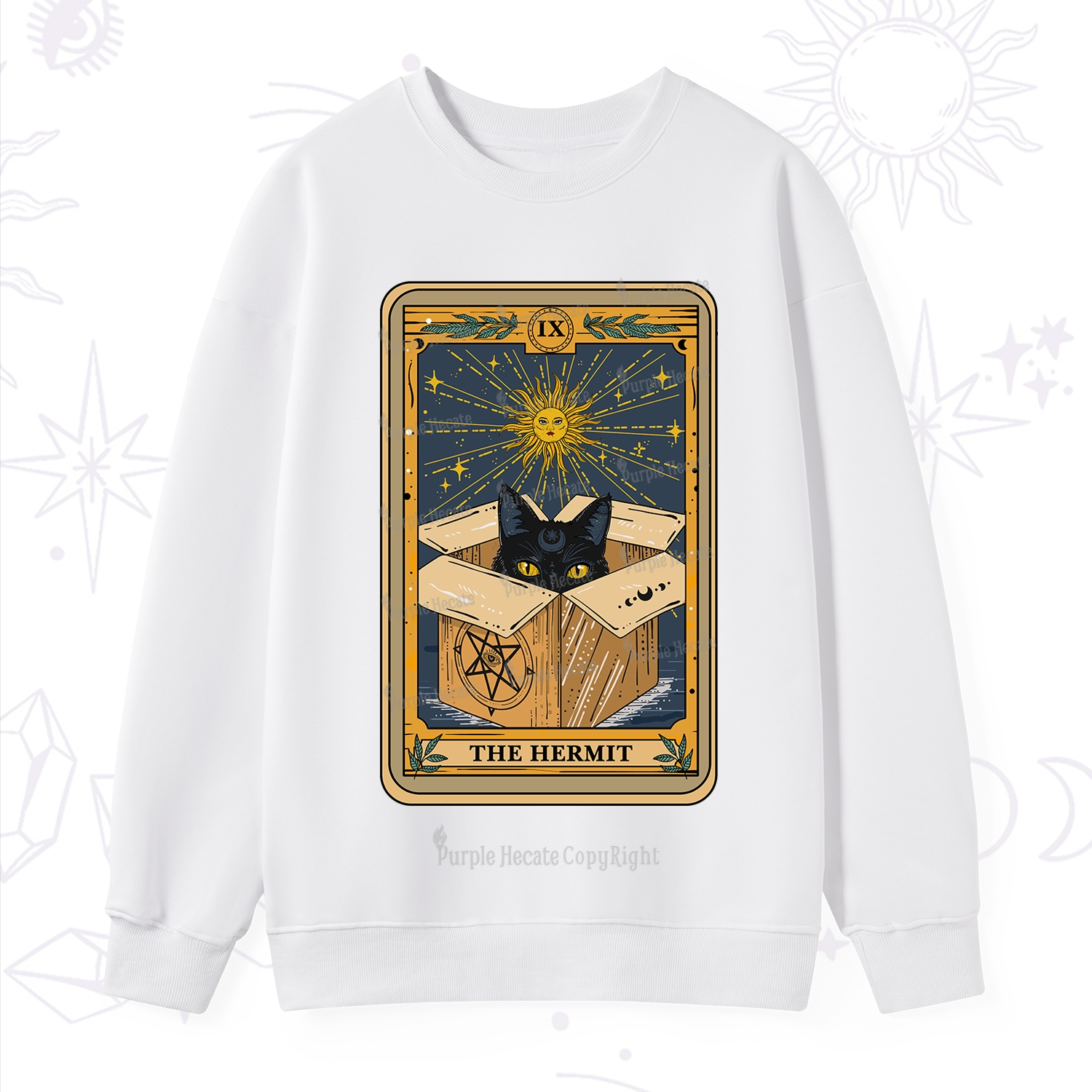 Purplehecate The Hermit Cat Tarot Card Sweatshirt