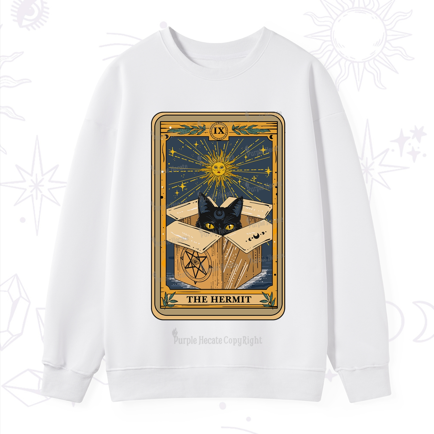 Purplehecate The Hermit Cat Tarot Card Sweatshirt