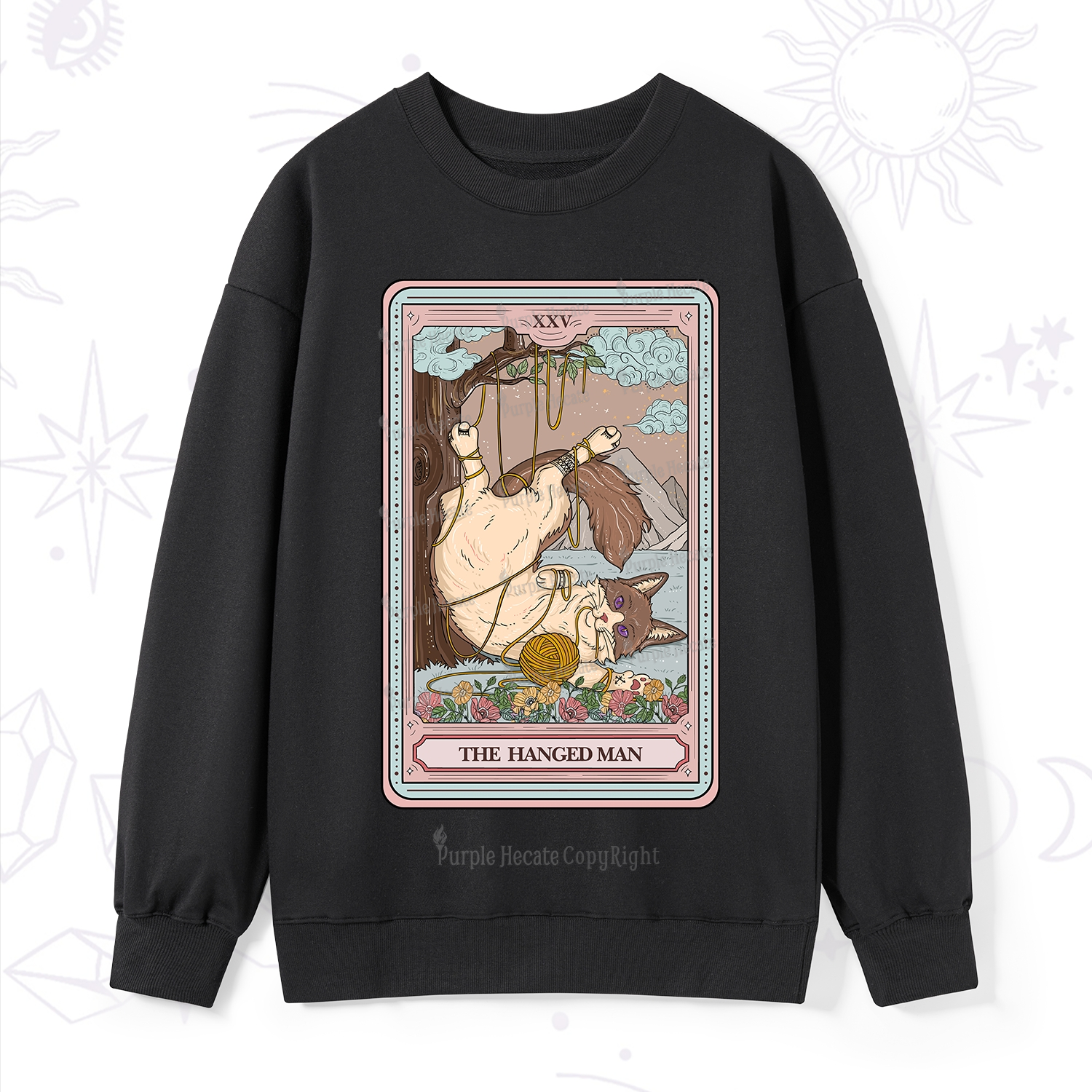 Purplehecate The Hanged Man Tarot Cat Sweatshirt