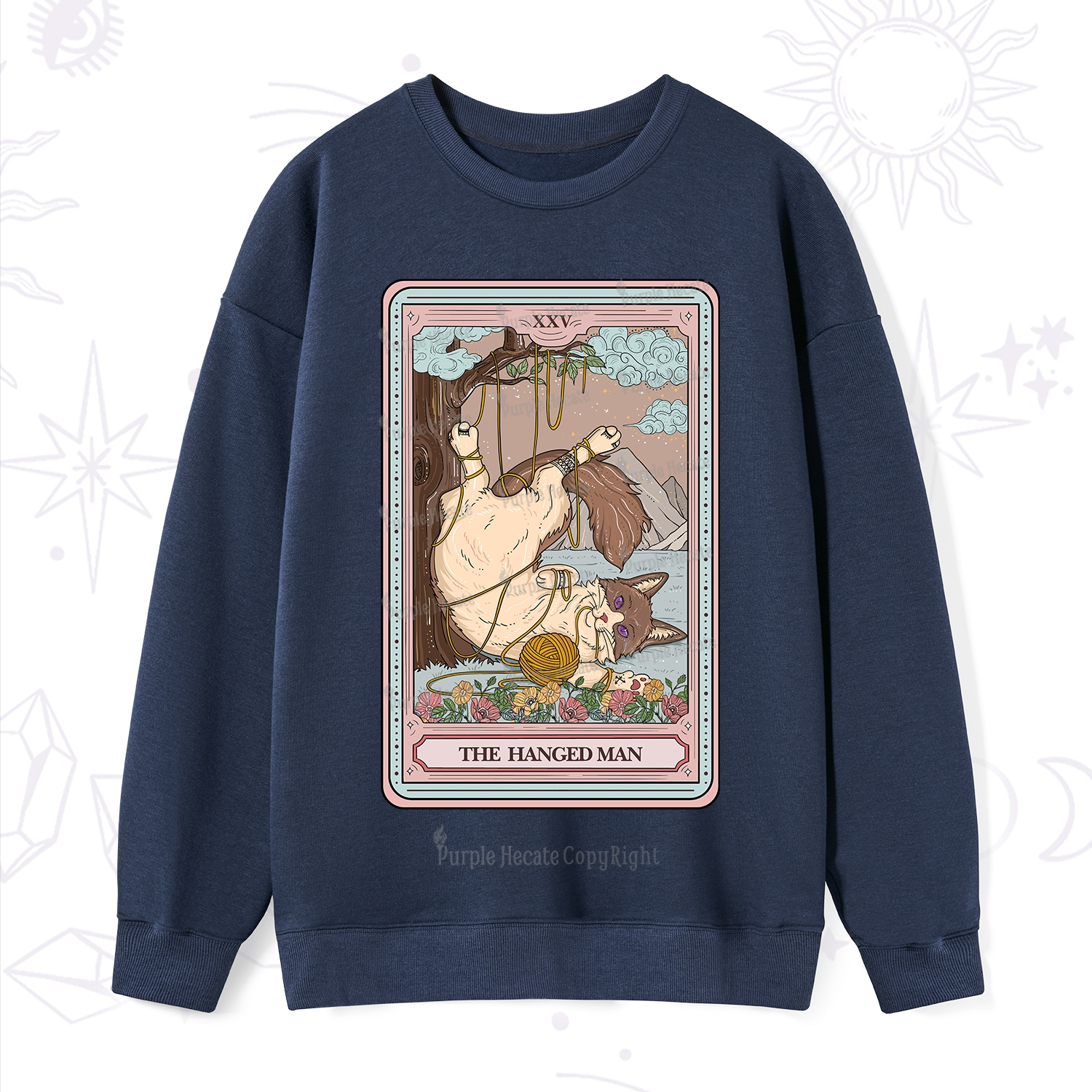 Purplehecate The Hanged Man Tarot Cat Sweatshirt