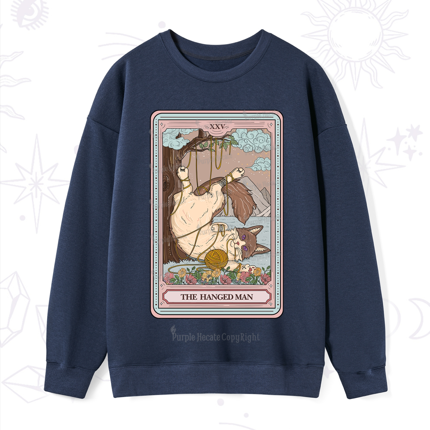 Purplehecate The Hanged Man Tarot Cat Sweatshirt