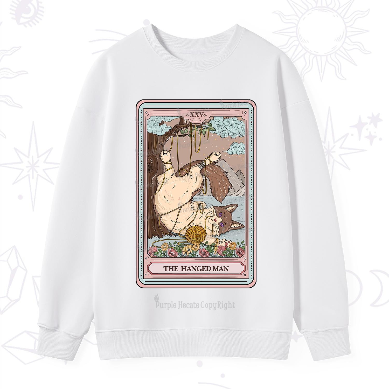 Purplehecate The Hanged Man Tarot Cat Sweatshirt