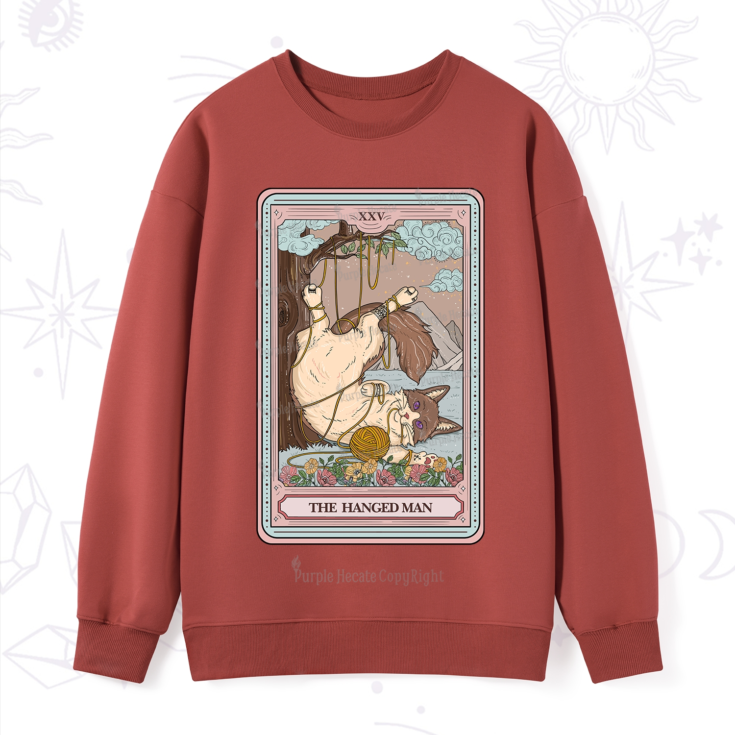 Purplehecate The Hanged Man Tarot Cat Sweatshirt