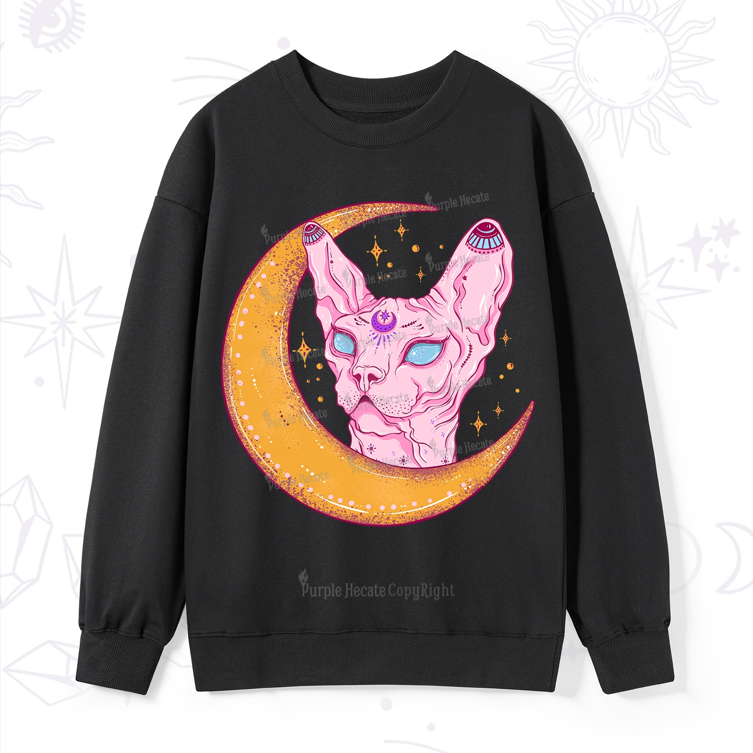 Purplehecate Mystical Witchy Cat Sweatshirt