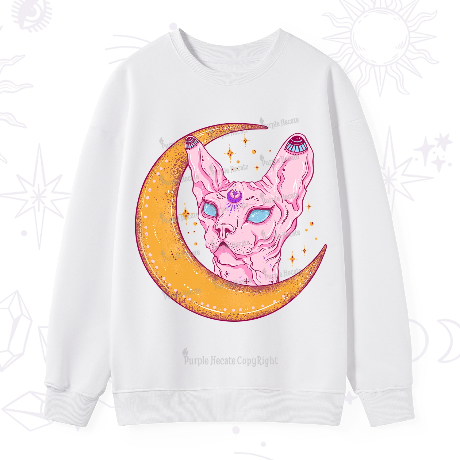 Purplehecate Mystical Witchy Cat Sweatshirt