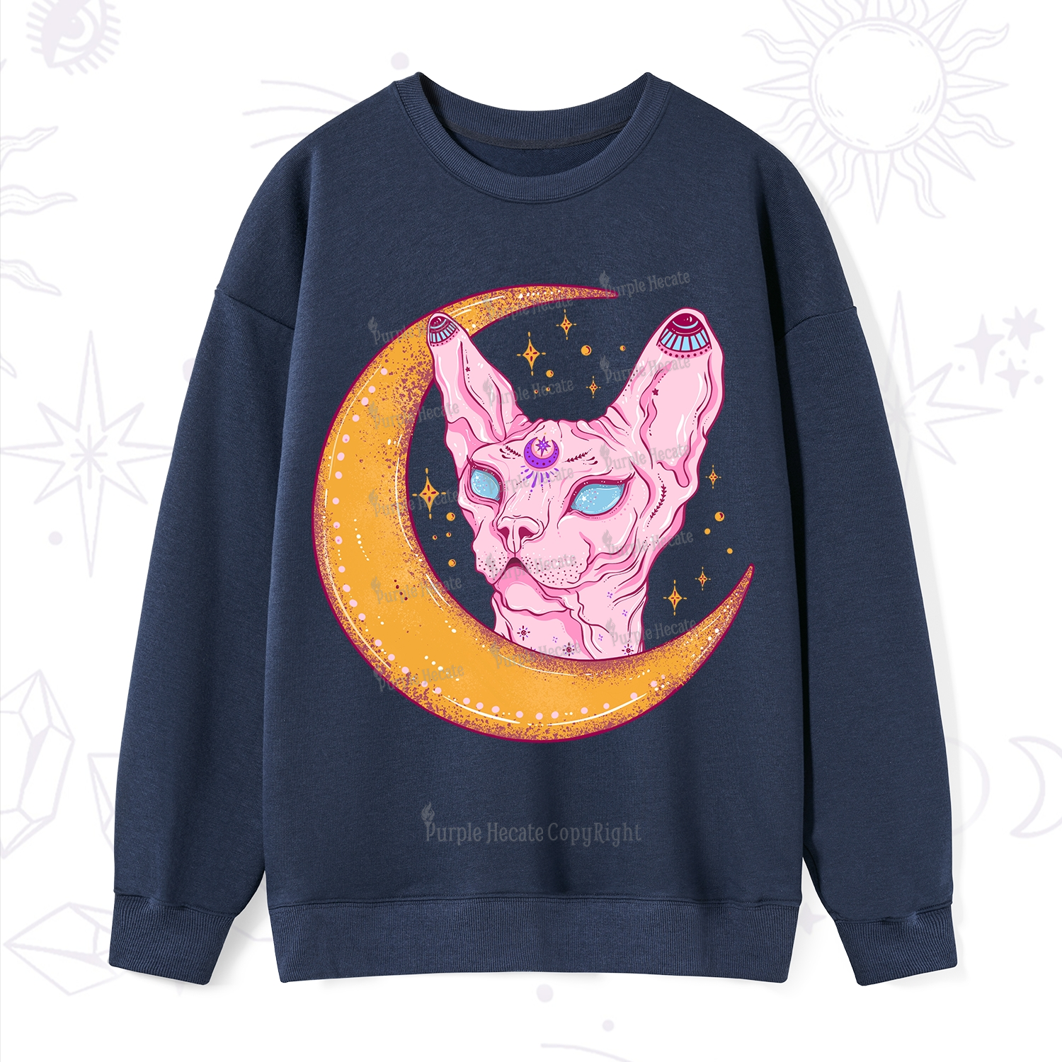 Purplehecate Mystical Witchy Cat Sweatshirt