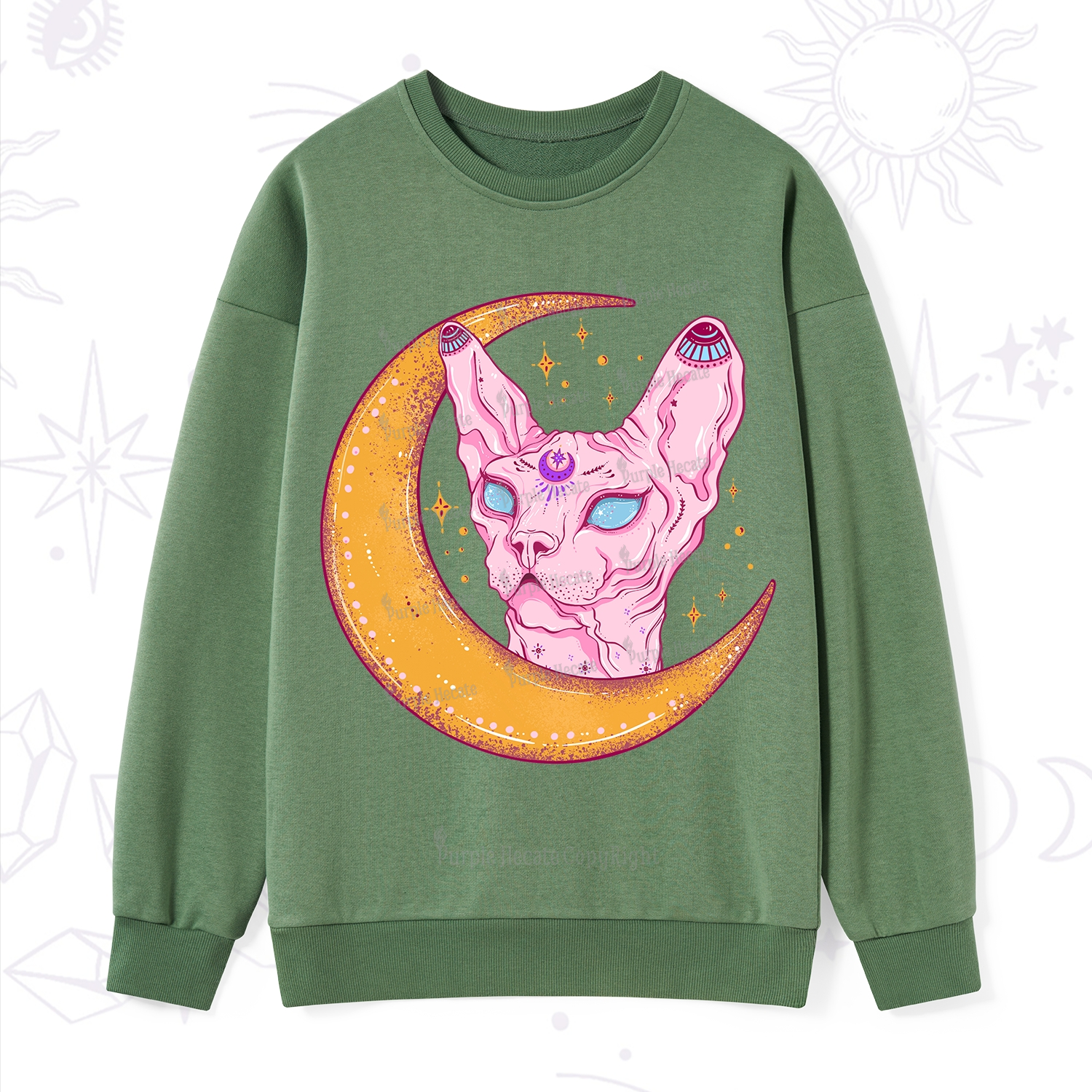 Purplehecate Mystical Witchy Cat Sweatshirt