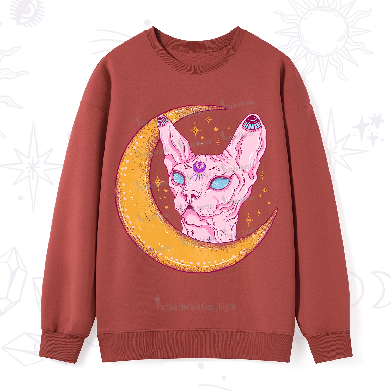 Purplehecate Mystical Witchy Cat Sweatshirt