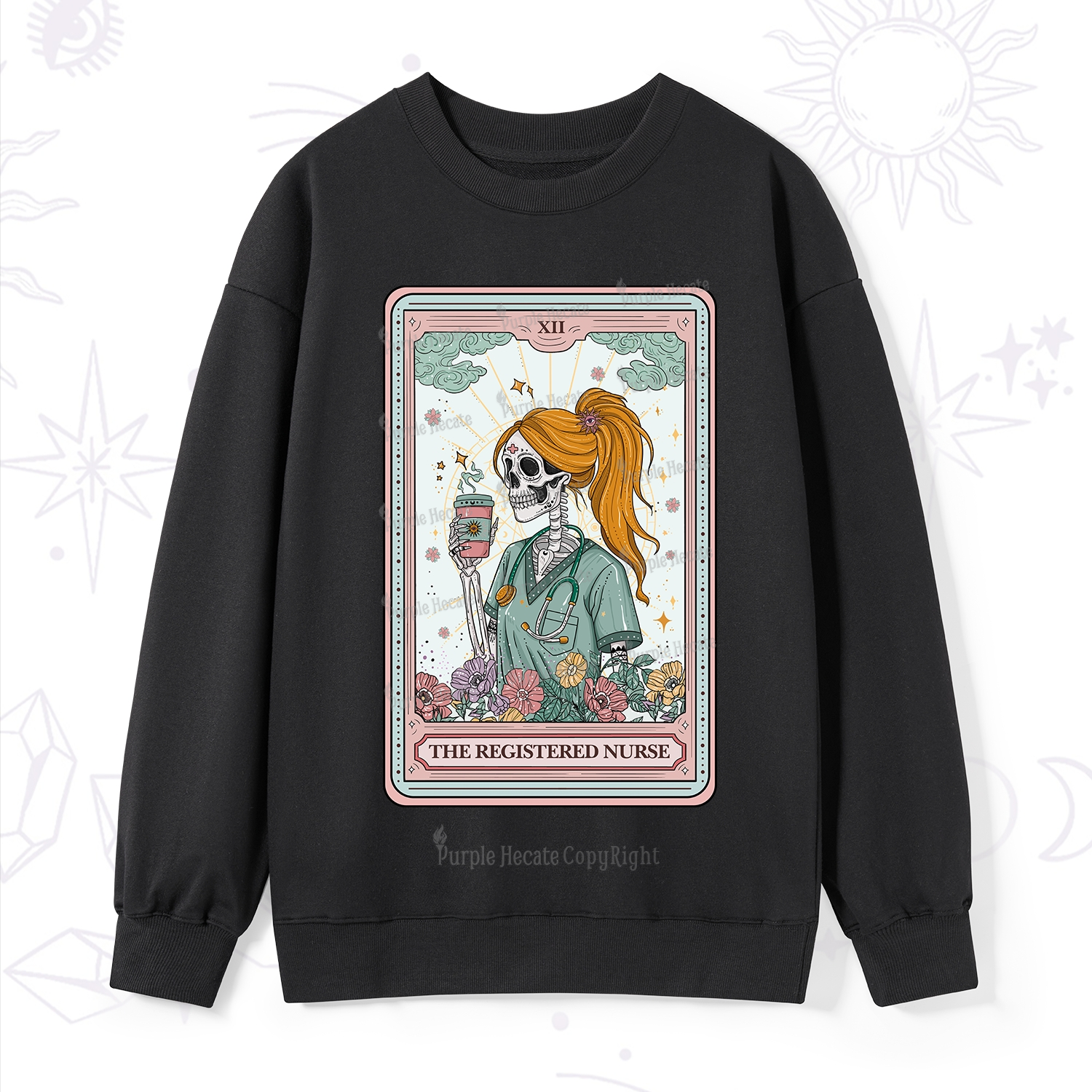 Purplehecate The Registered Nurse Skeleton Tarot Sweatshirt