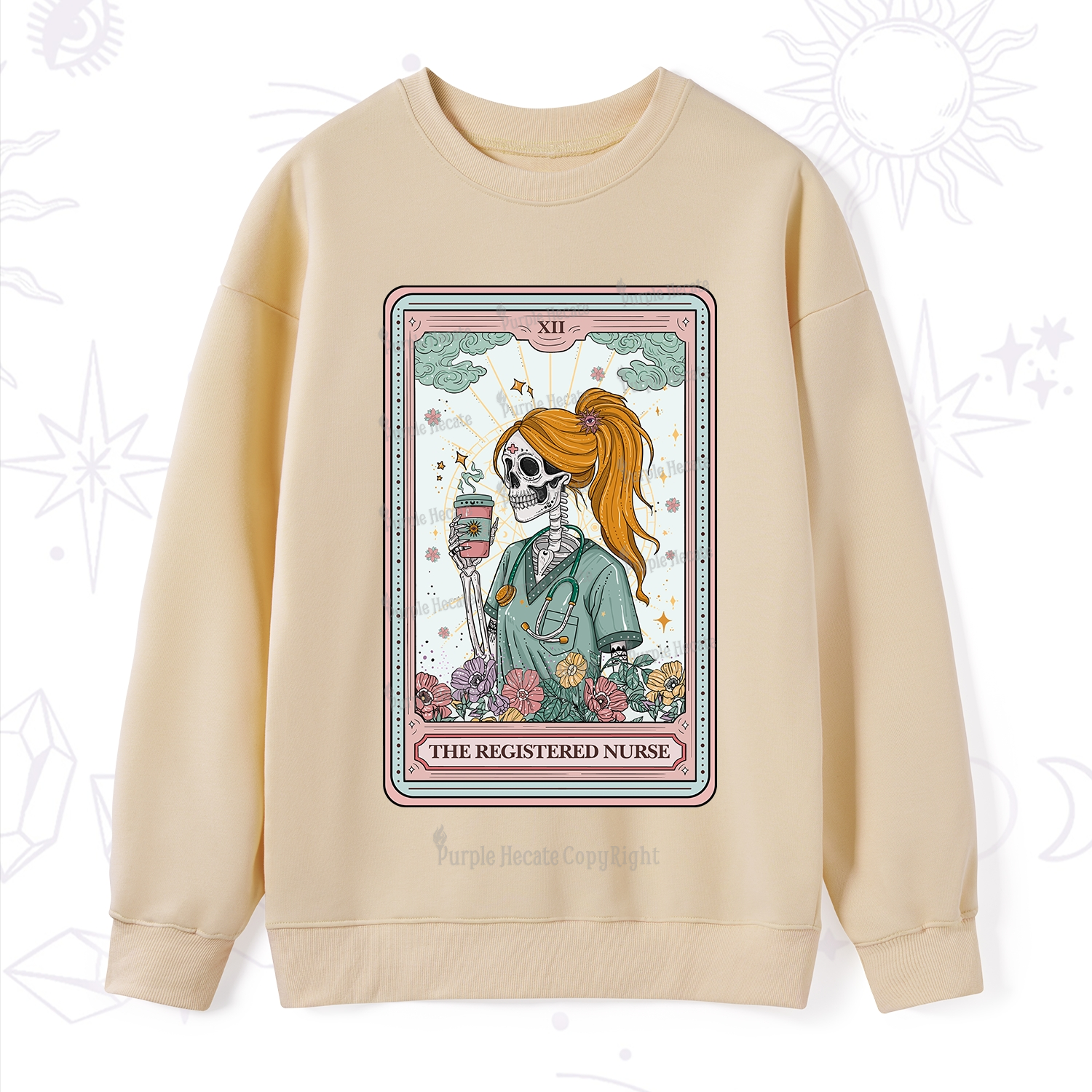 Purplehecate The Registered Nurse Skeleton Tarot Sweatshirt