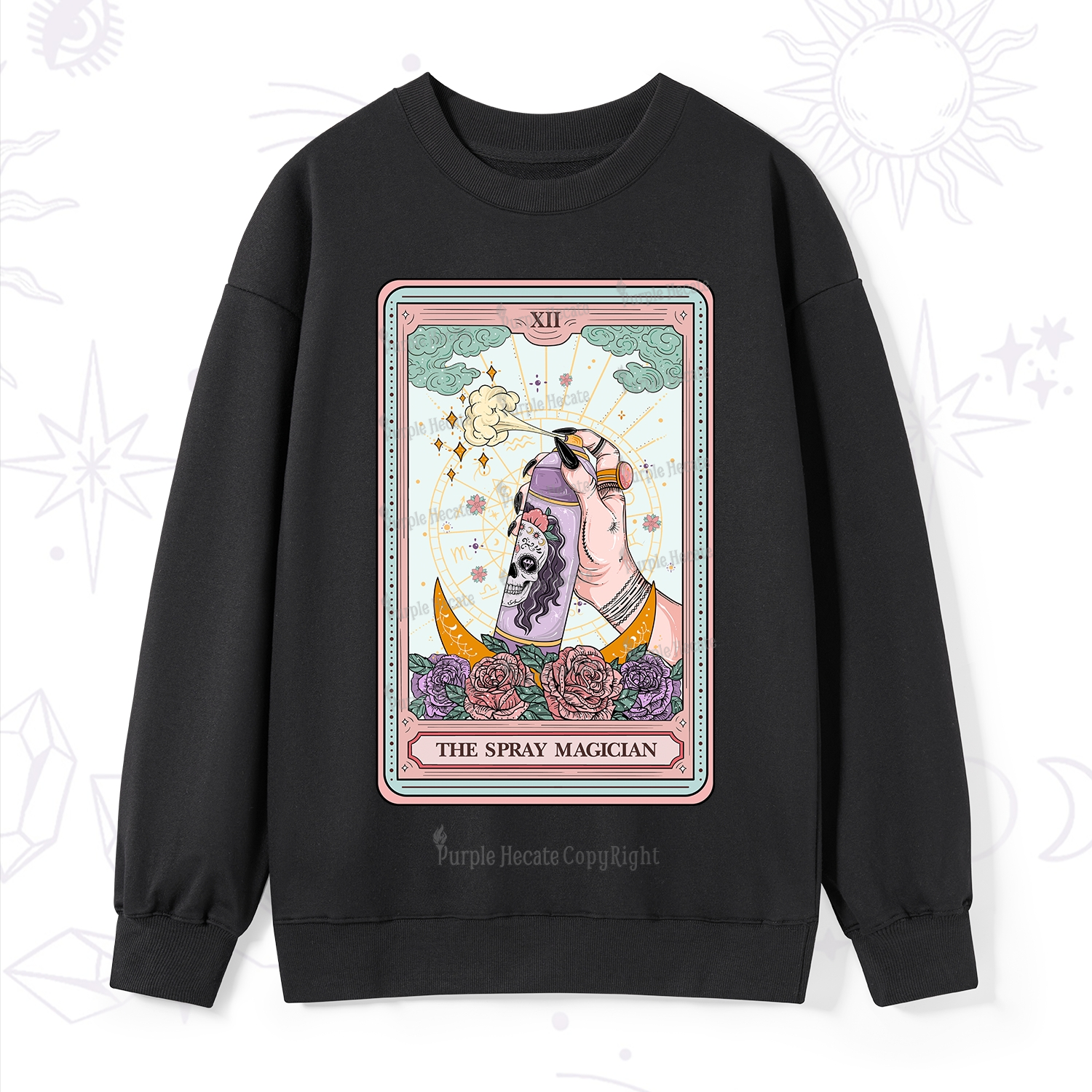 Purplehecate The Spray Magician Tarot Card Sweatshirt