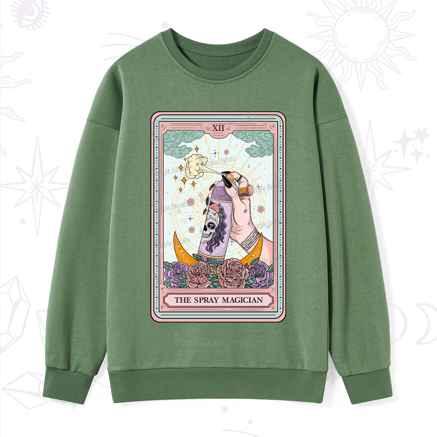 Purplehecate The Spray Magician Tarot Card Sweatshirt