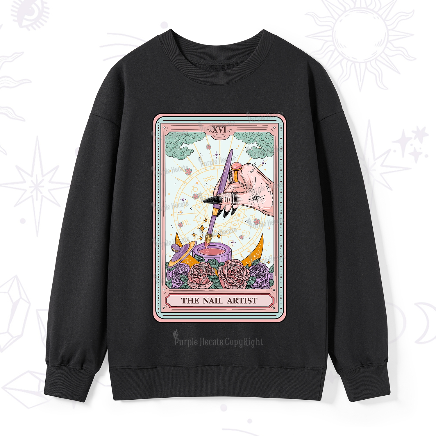 Purplehecate The Nail Artsit Tarot Card Sweatshirt