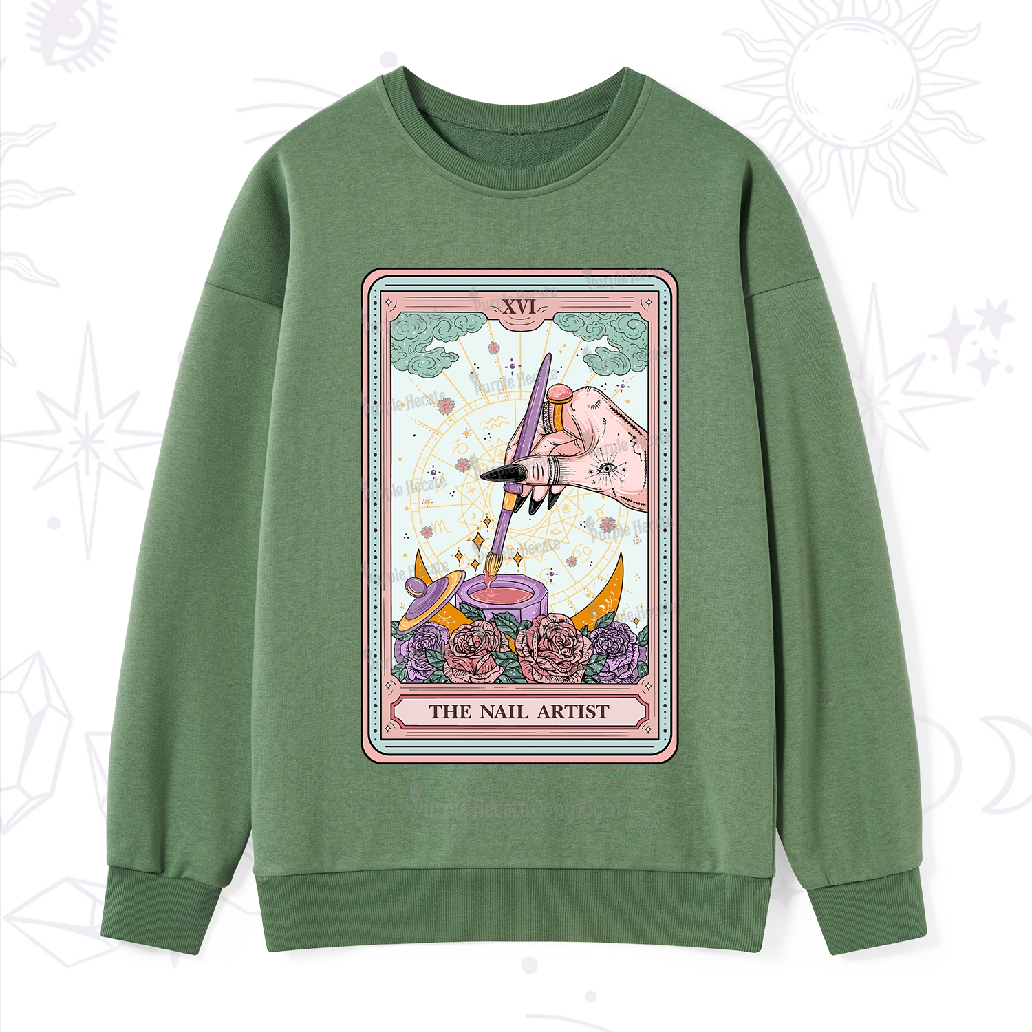 Purplehecate The Nail Artsit Tarot Card Sweatshirt