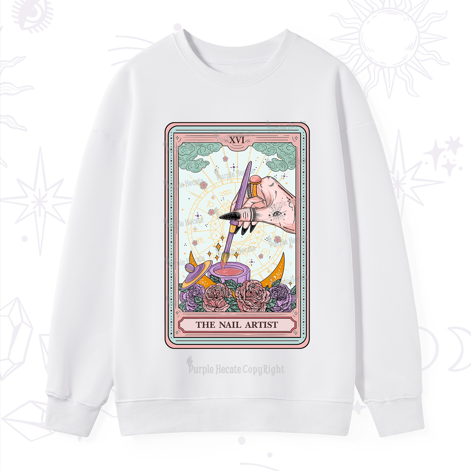 Purplehecate The Nail Artsit Tarot Card Sweatshirt