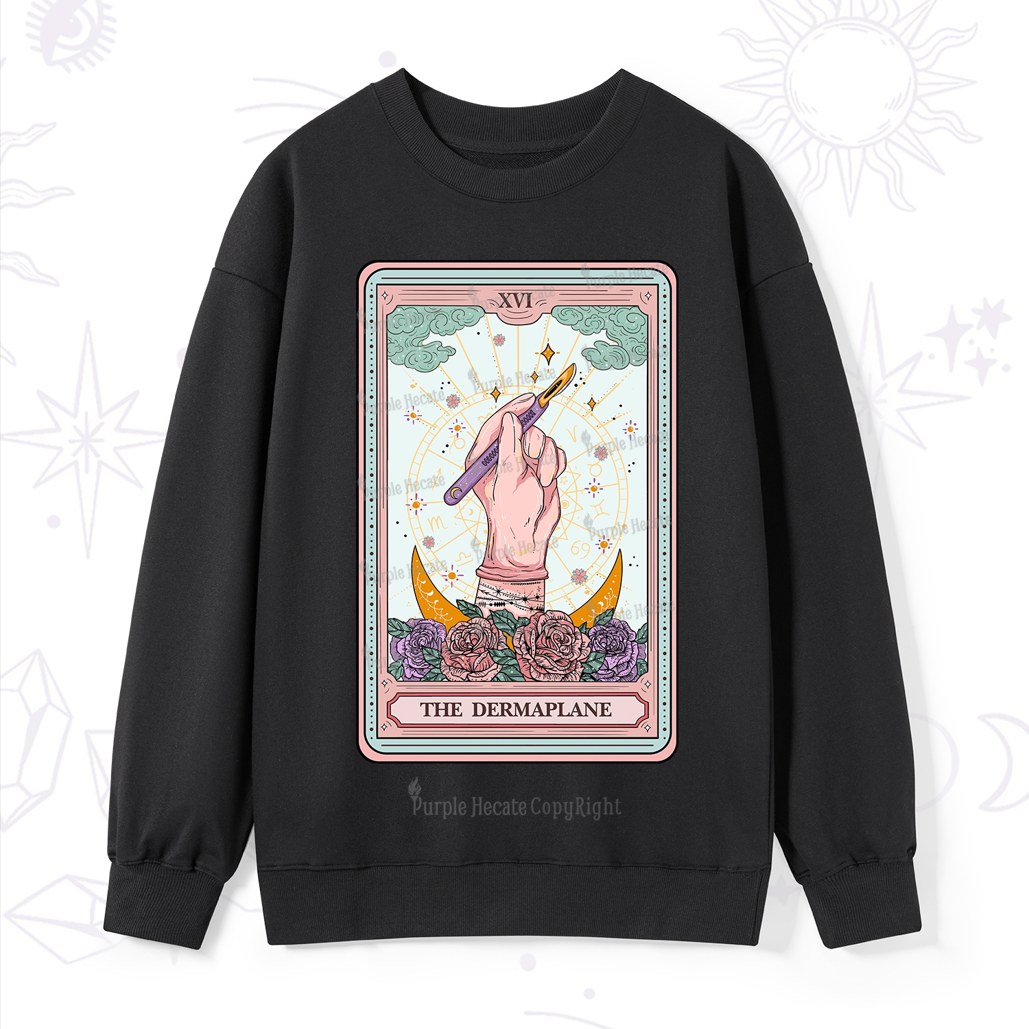 Purplehecate The Dermaplane Tarot Card Sweatshirt