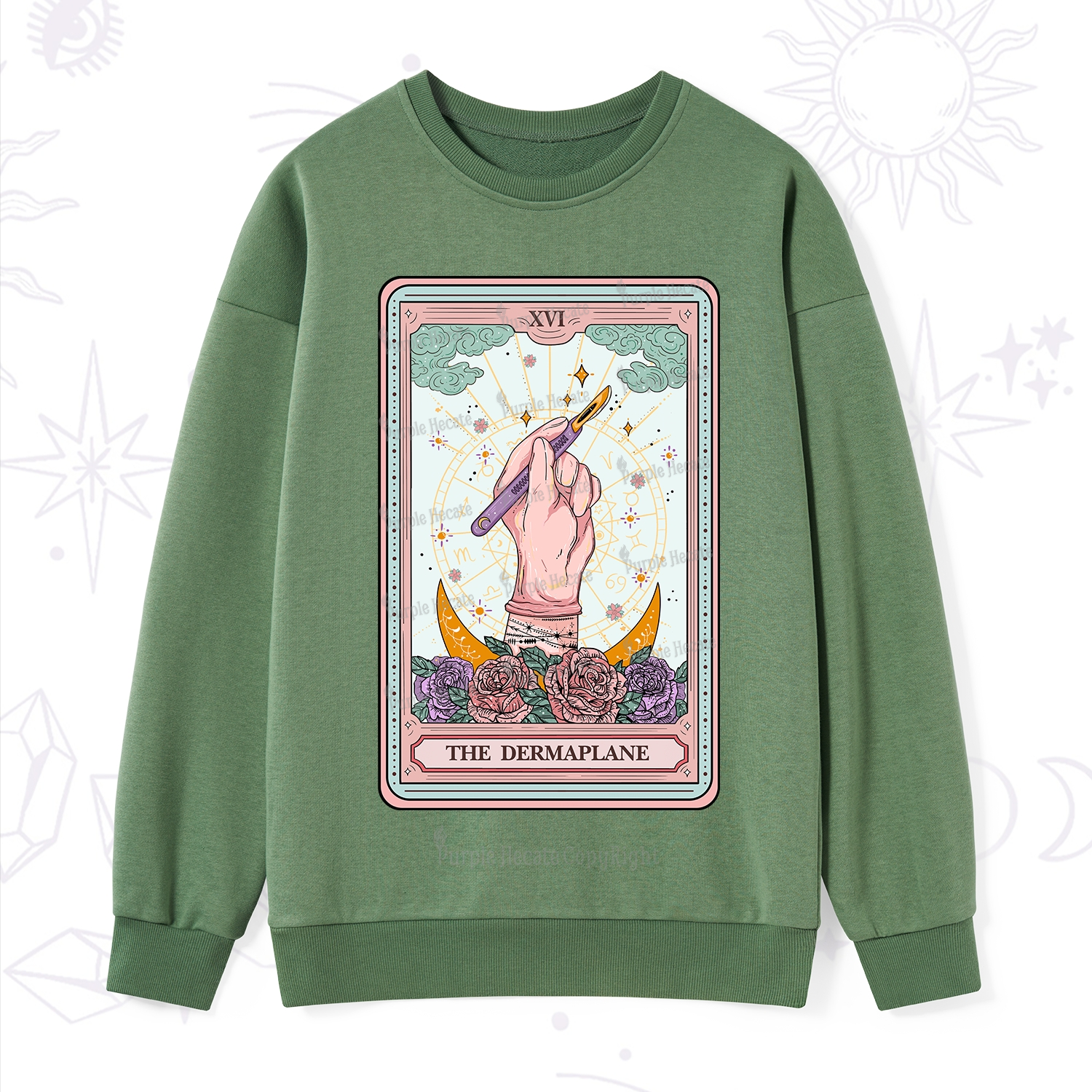 Purplehecate The Dermaplane Tarot Card Sweatshirt