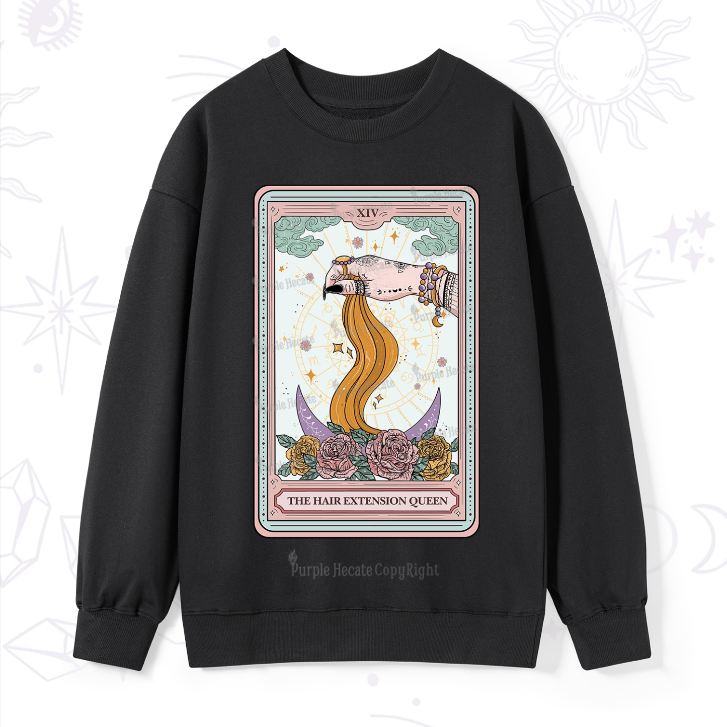 Purplehecate The Hair Extension Queen Tarot Card Sweatshirt