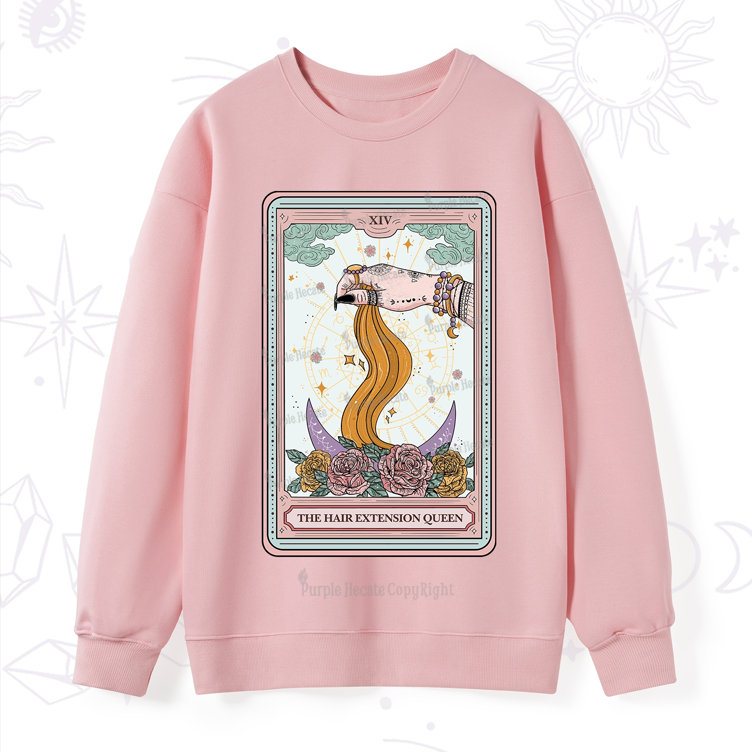 Purplehecate The Hair Extension Queen Tarot Card Sweatshirt