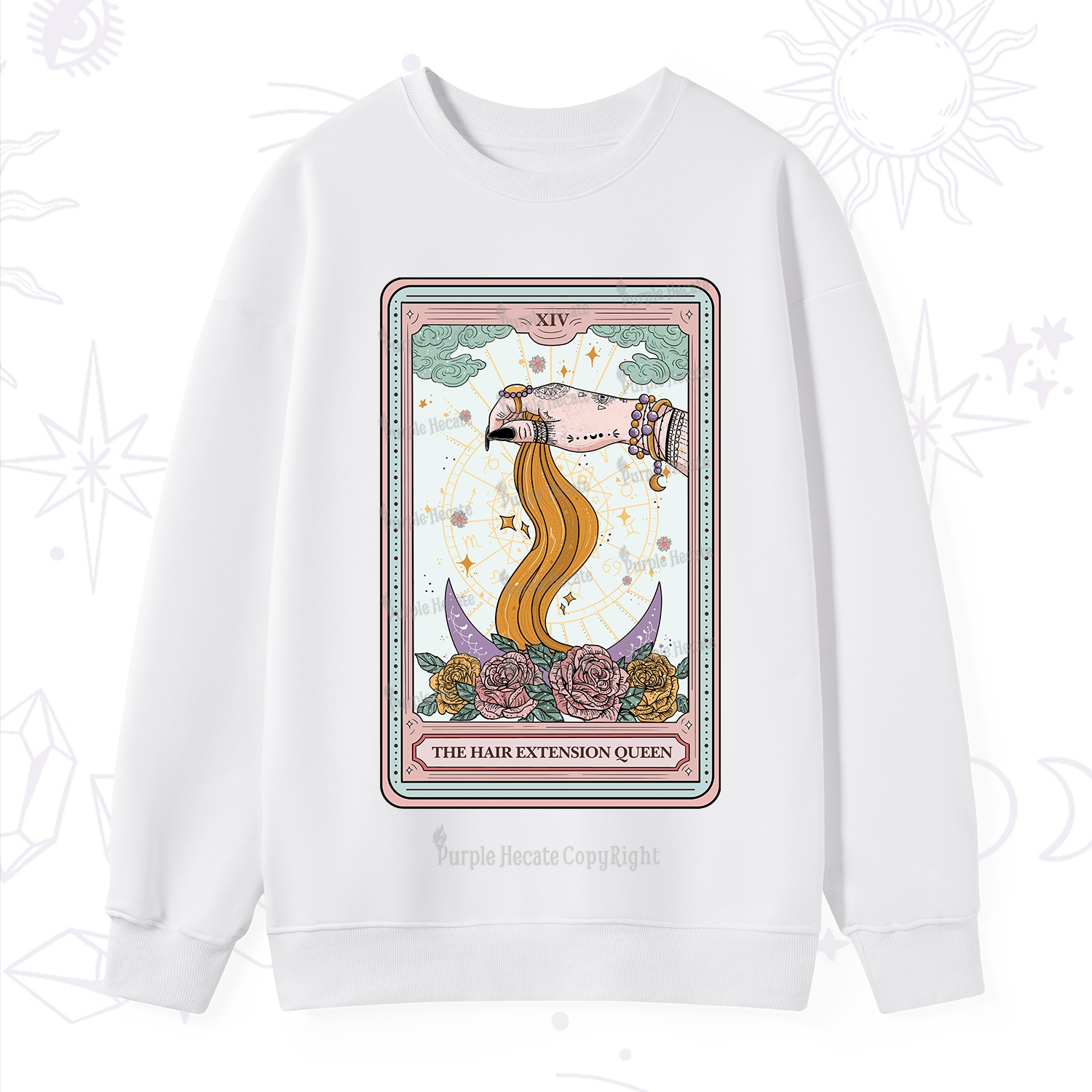 Purplehecate The Hair Extension Queen Tarot Card Sweatshirt