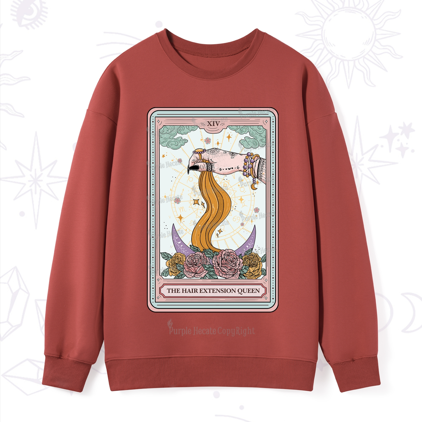 Purplehecate The Hair Extension Queen Tarot Card Sweatshirt