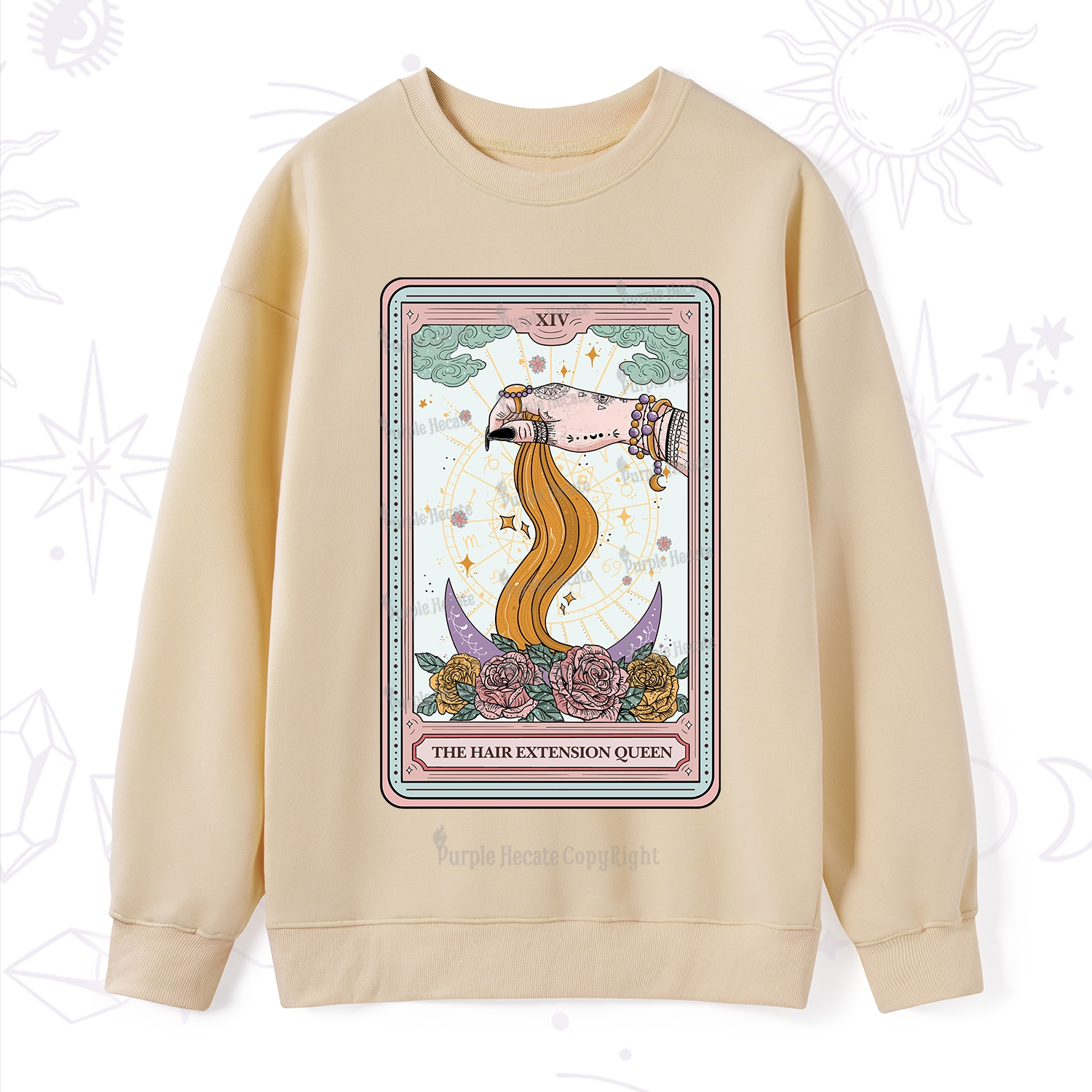 Purplehecate The Hair Extension Queen Tarot Card Sweatshirt