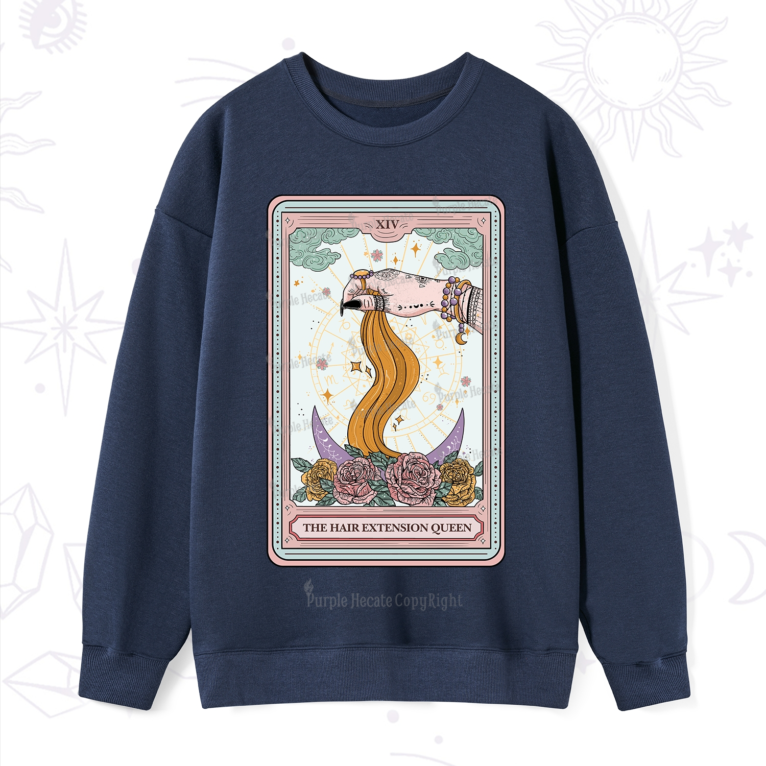 Purplehecate The Hair Extension Queen Tarot Card Sweatshirt